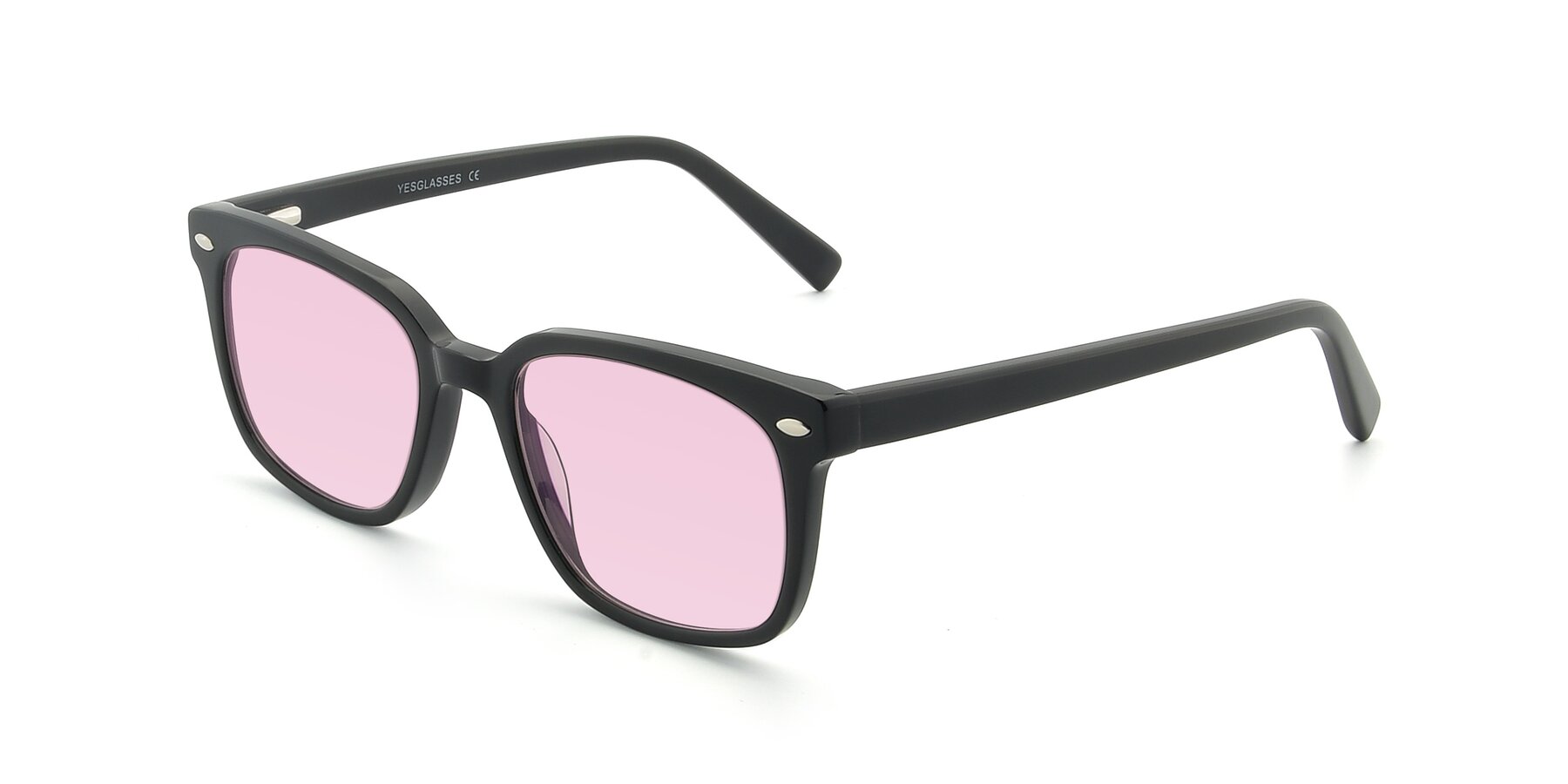 Angle of 17349 in Black with Light Pink Tinted Lenses