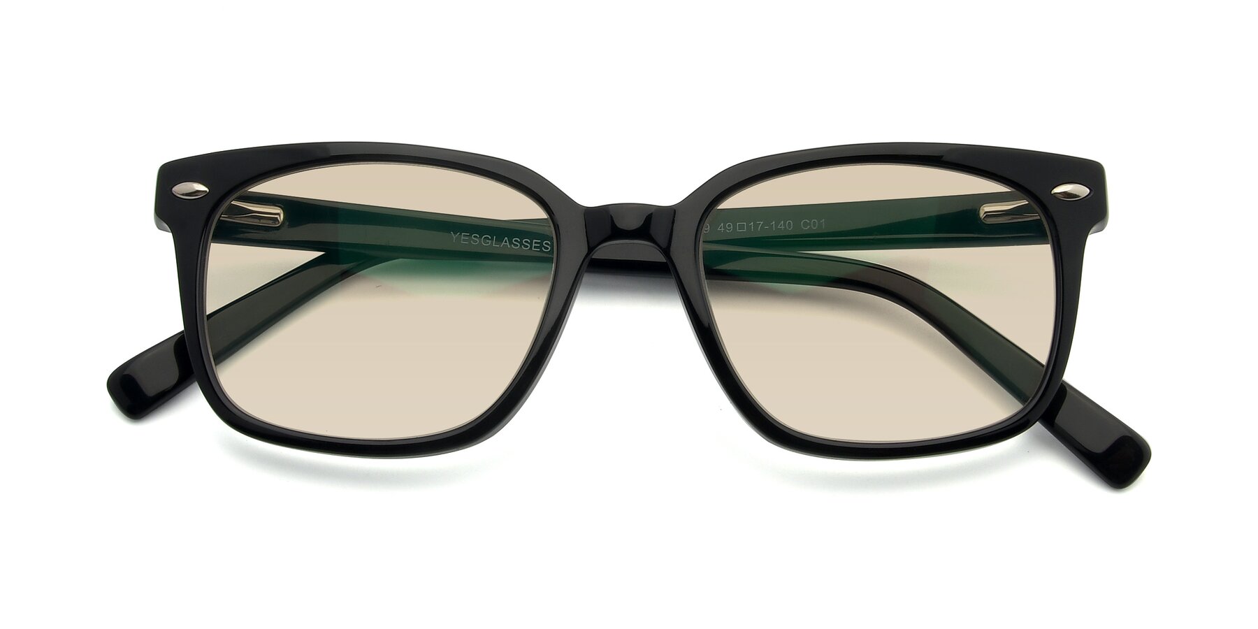 Folded Front of 17349 in Black with Light Brown Tinted Lenses