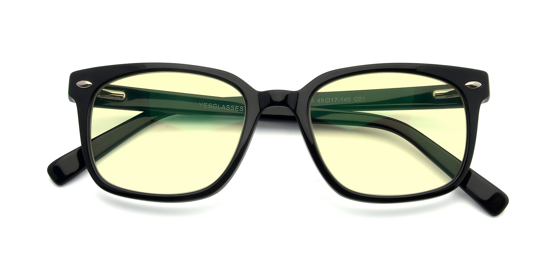 Folded Front of 17349 in Black with Light Yellow Tinted Lenses