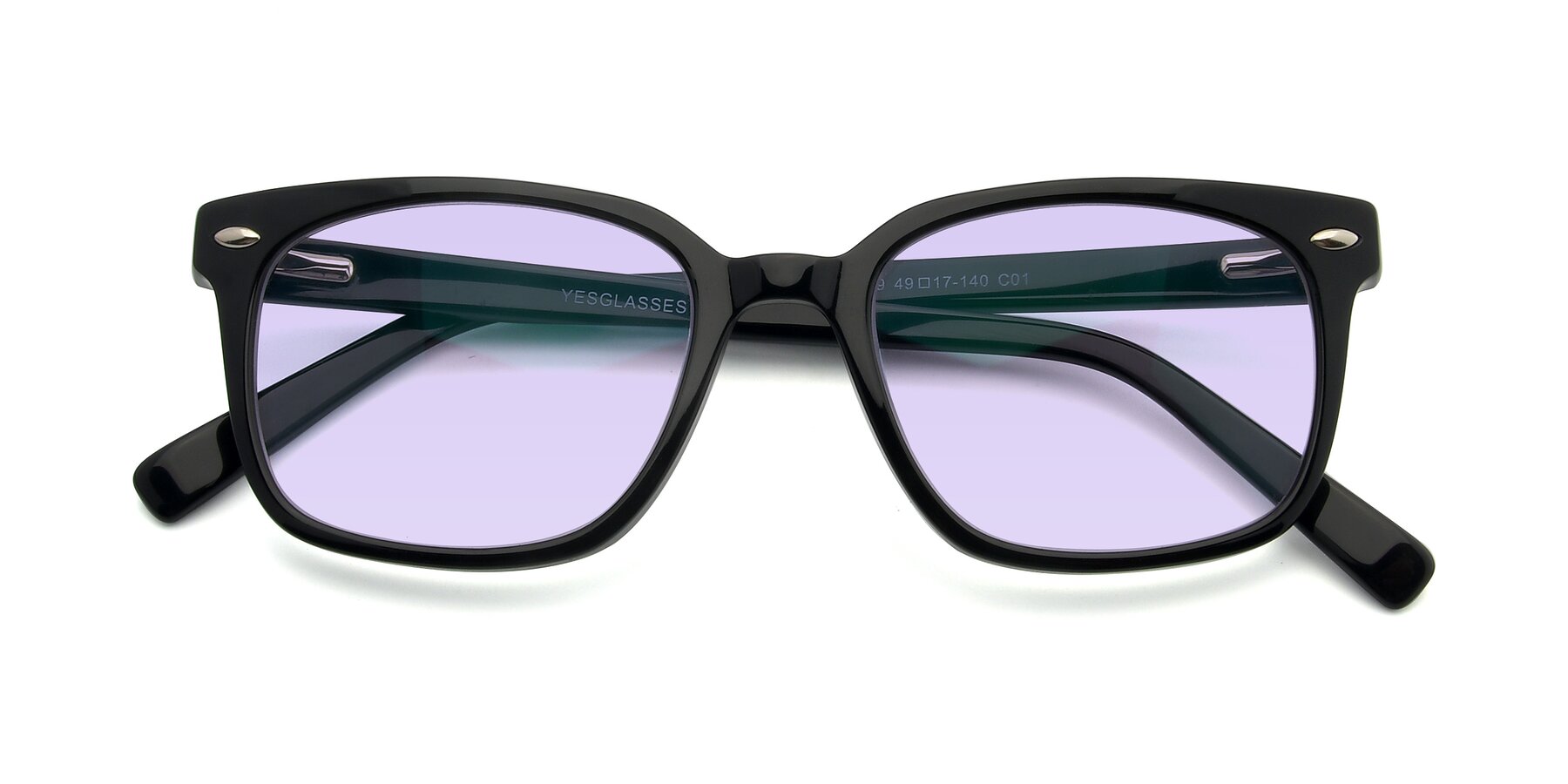 Folded Front of 17349 in Black with Light Purple Tinted Lenses