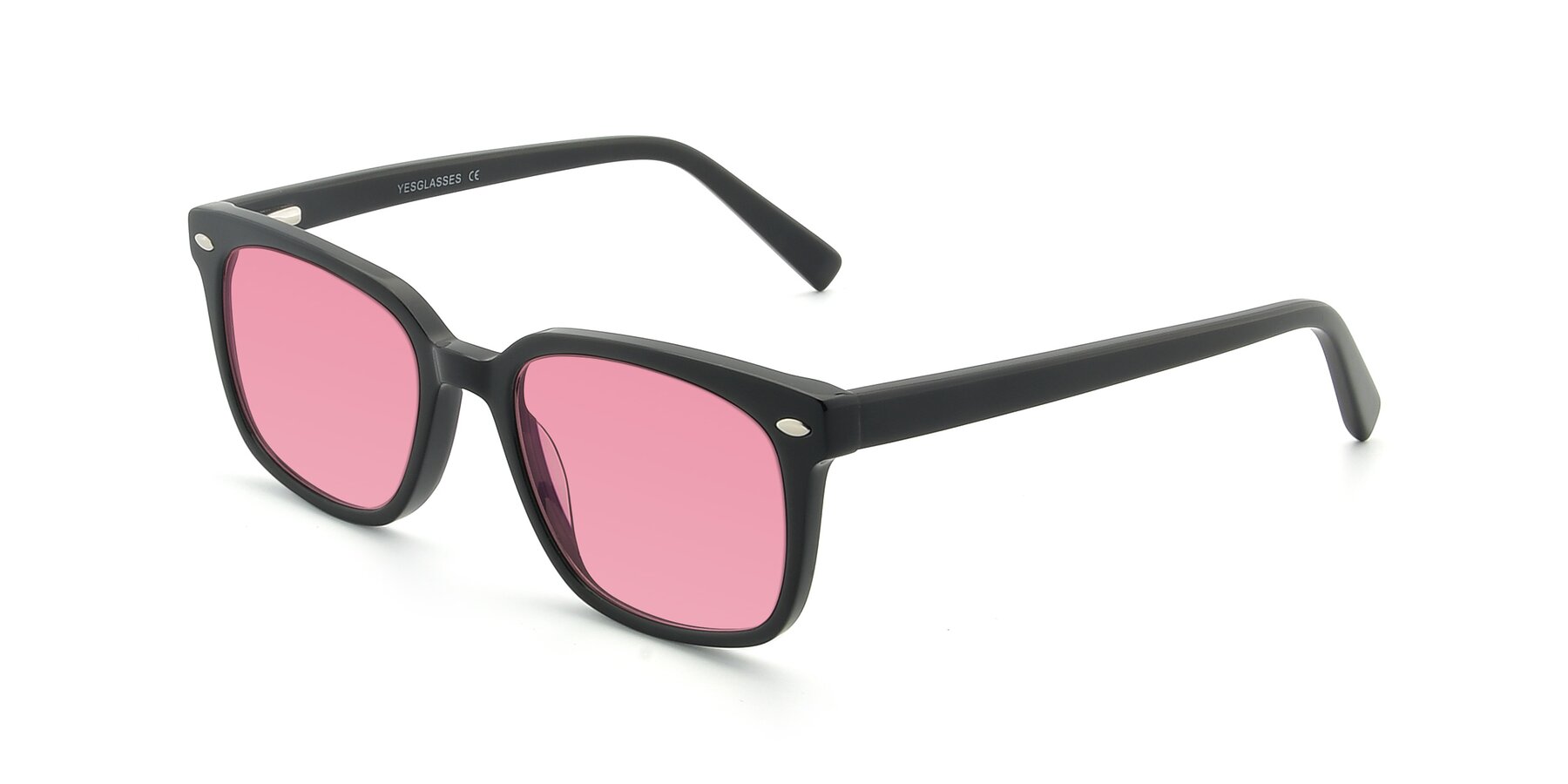 Angle of 17349 in Black with Pink Tinted Lenses