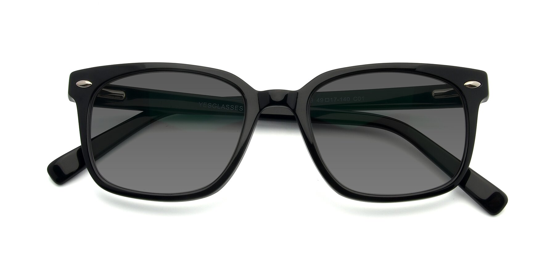 Folded Front of 17349 in Black with Medium Gray Tinted Lenses