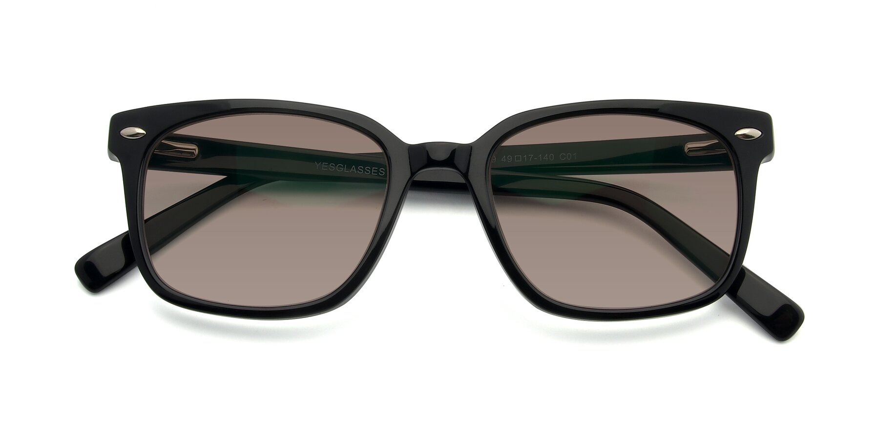 Folded Front of 17349 in Black with Medium Brown Tinted Lenses