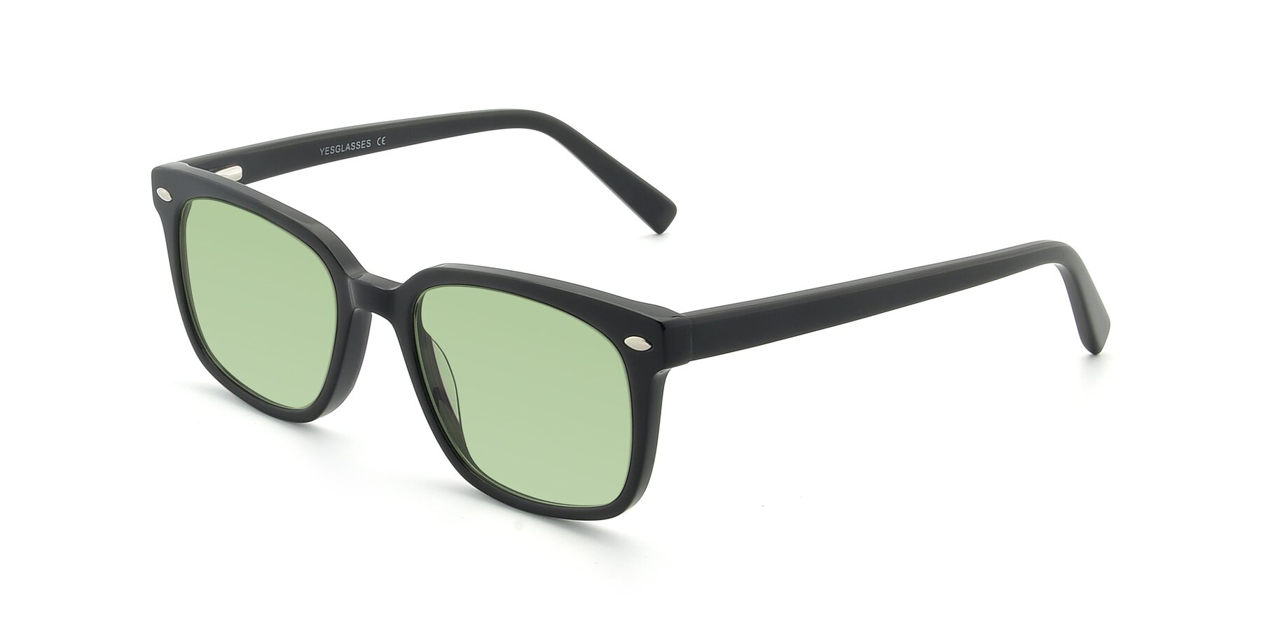 Angle of 17349 in Black with Medium Green Tinted Lenses