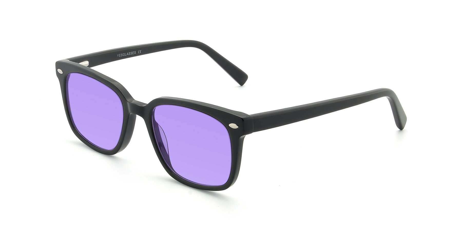 Angle of 17349 in Black with Medium Purple Tinted Lenses