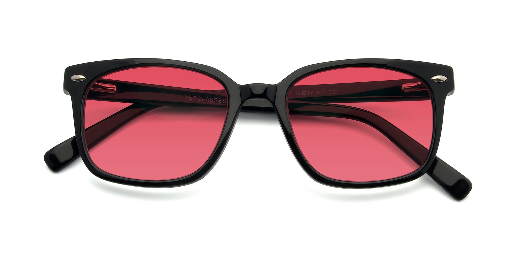 Folded Front of 17349 in Black with Red Tinted Lenses