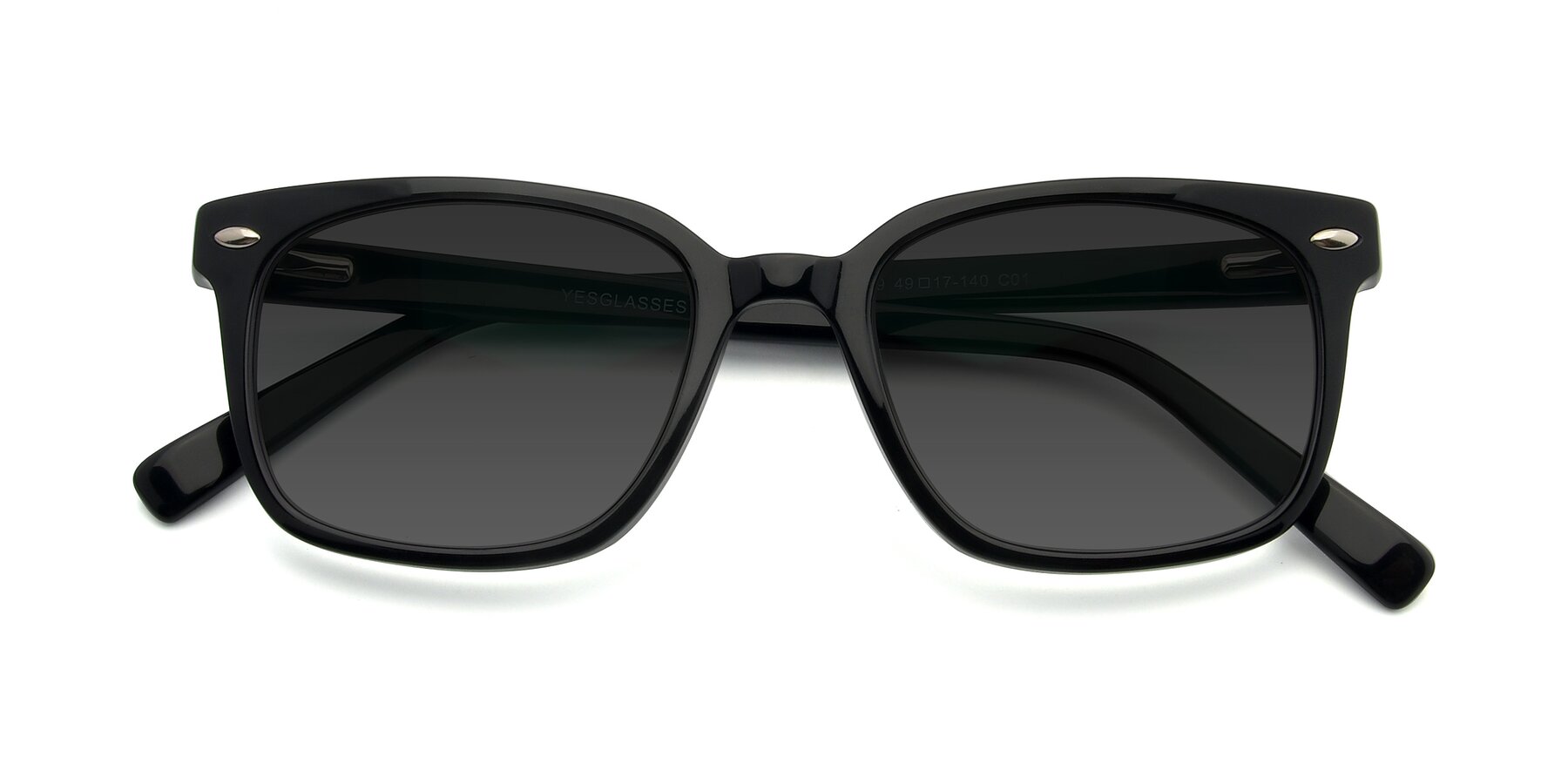 Folded Front of 17349 in Black with Gray Tinted Lenses