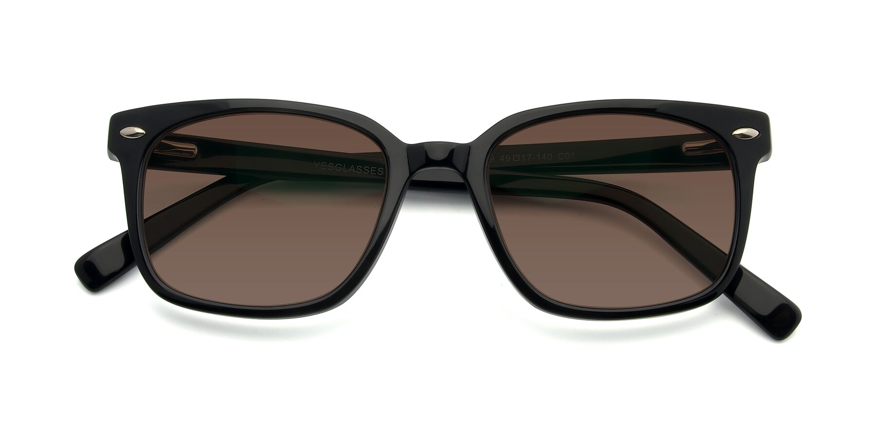 Folded Front of 17349 in Black with Brown Tinted Lenses
