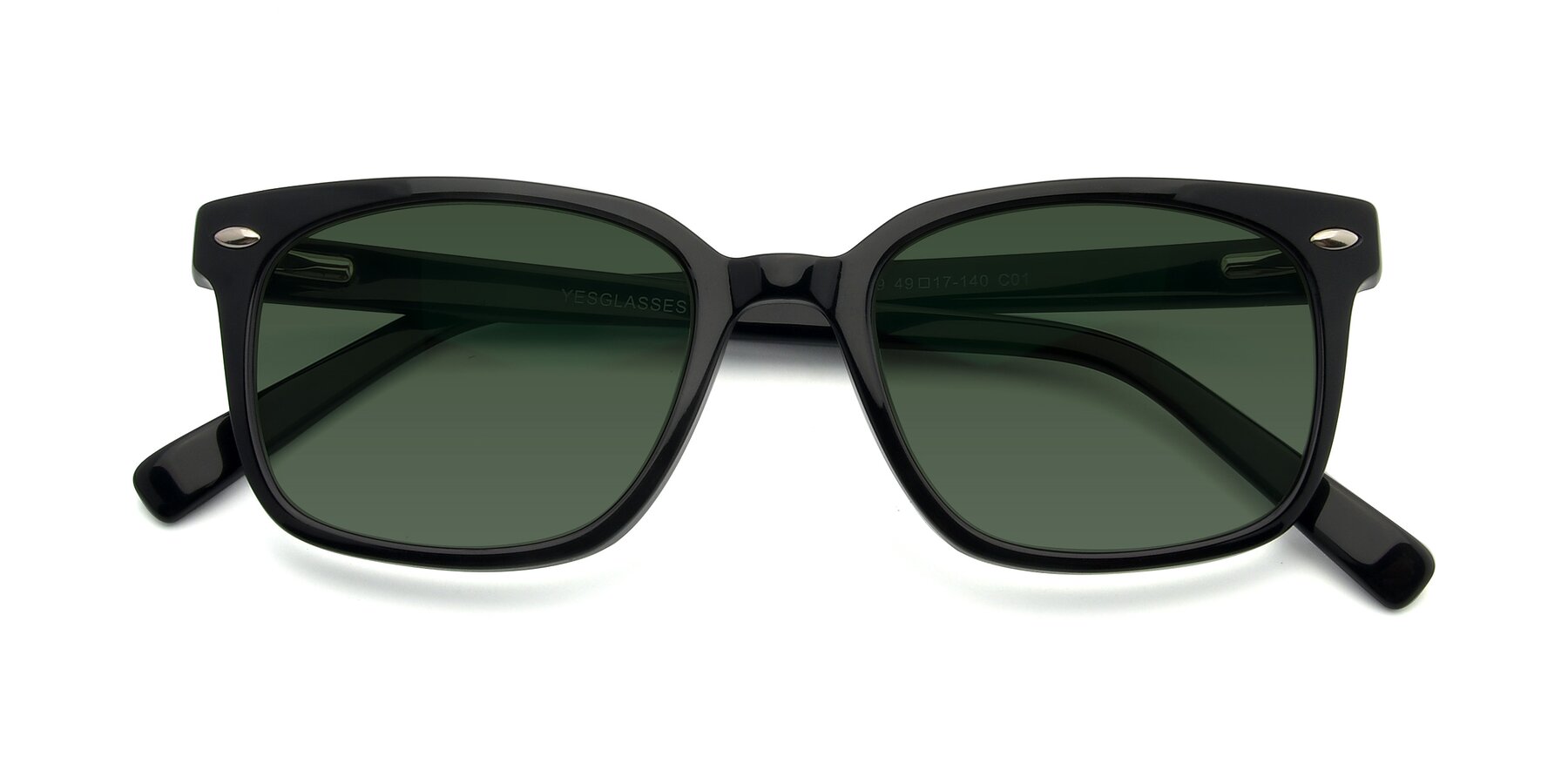 Folded Front of 17349 in Black with Green Tinted Lenses