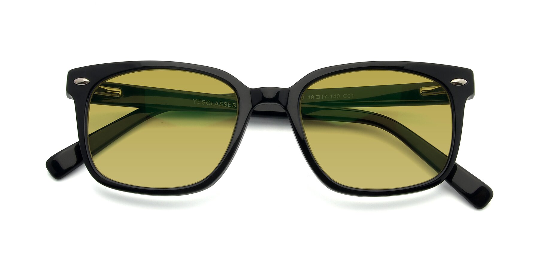 Folded Front of 17349 in Black with Champagne Tinted Lenses