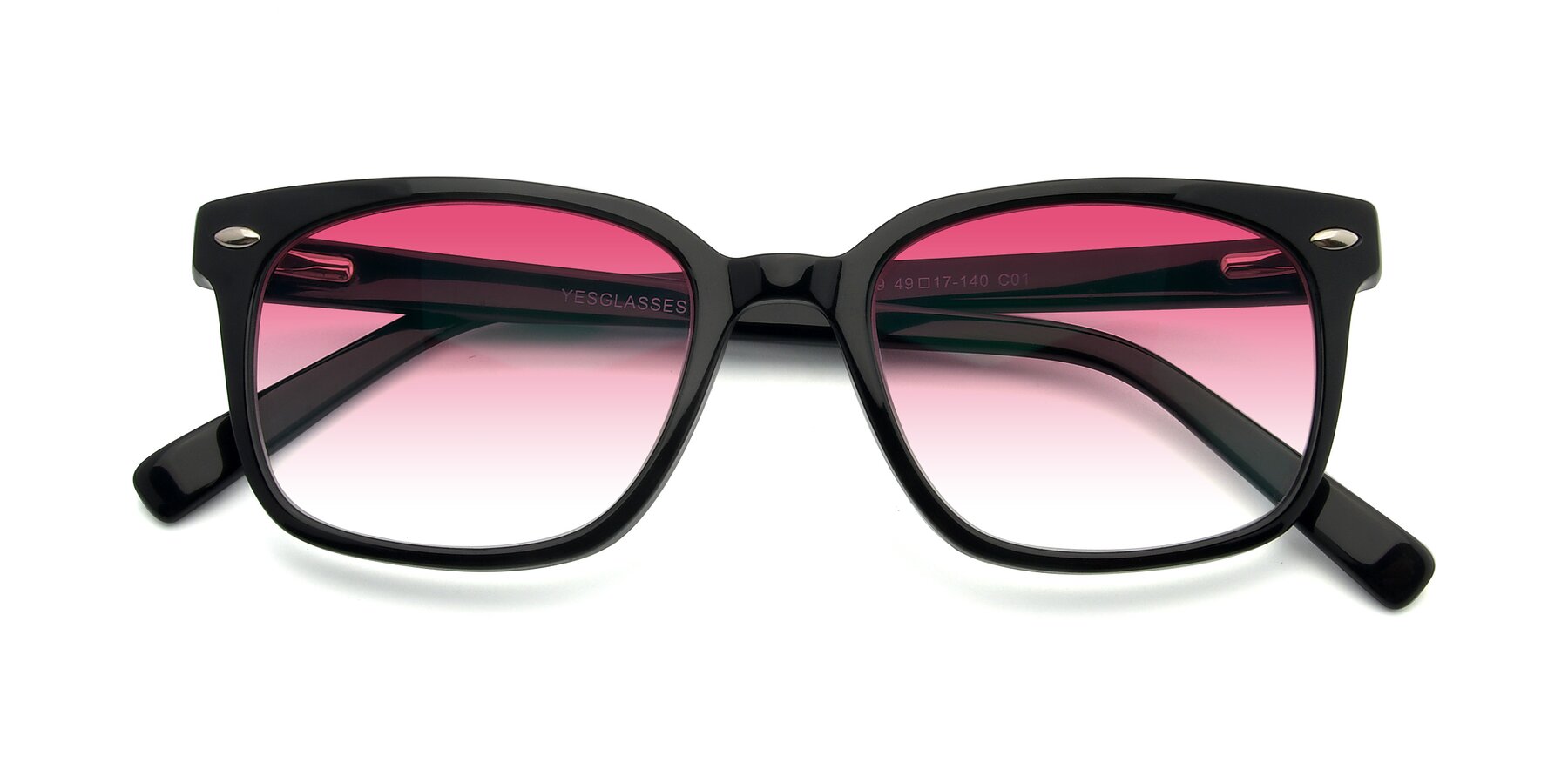 Folded Front of 17349 in Black with Pink Gradient Lenses