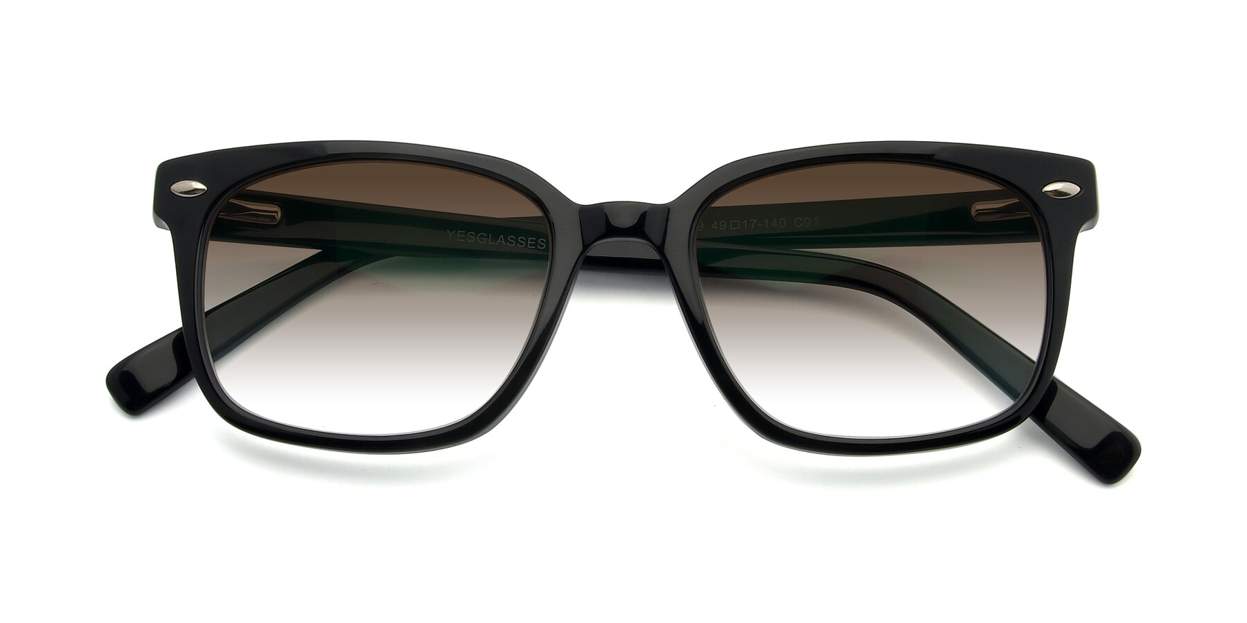 Folded Front of 17349 in Black with Brown Gradient Lenses