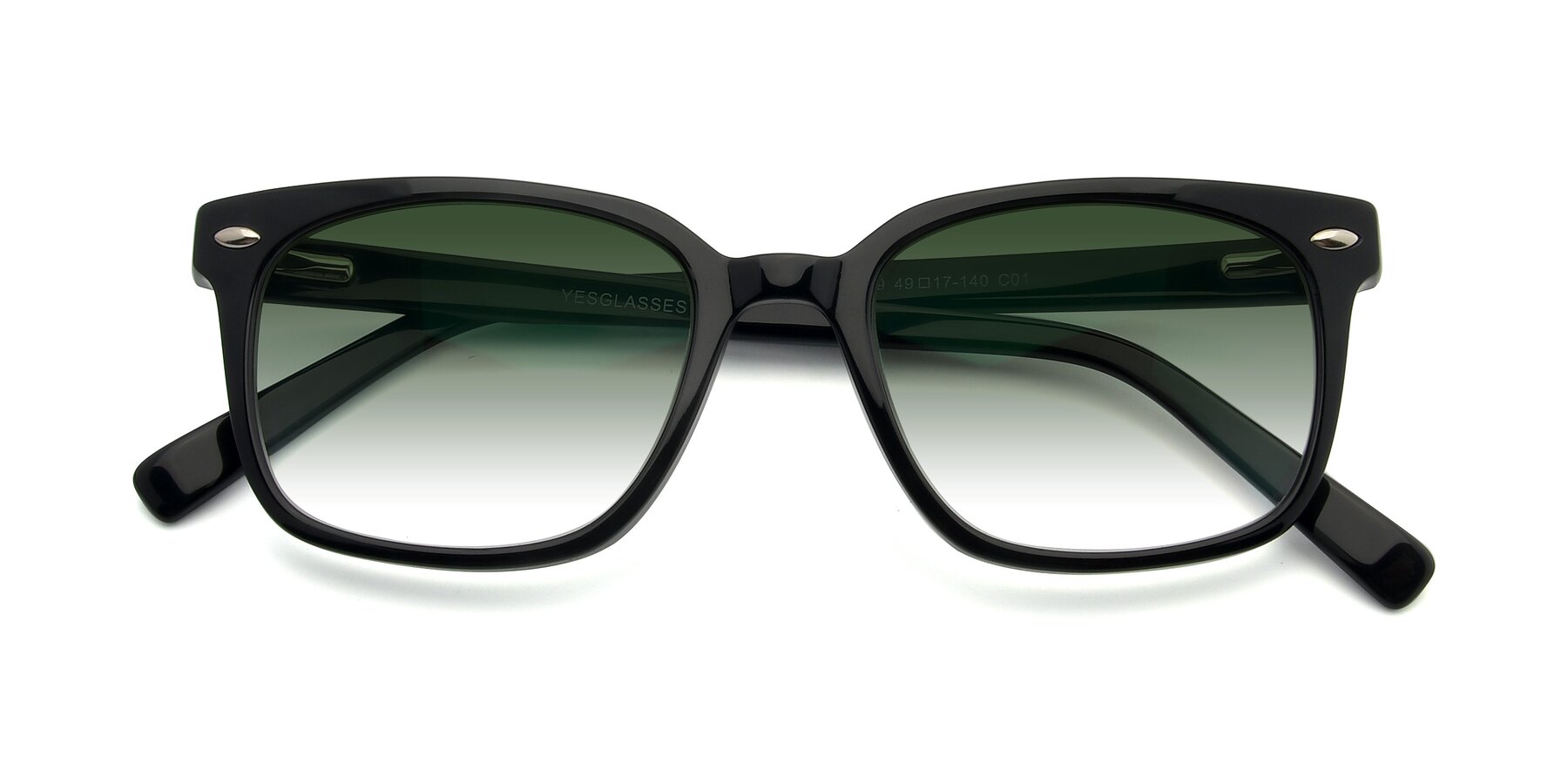 Folded Front of 17349 in Black with Green Gradient Lenses