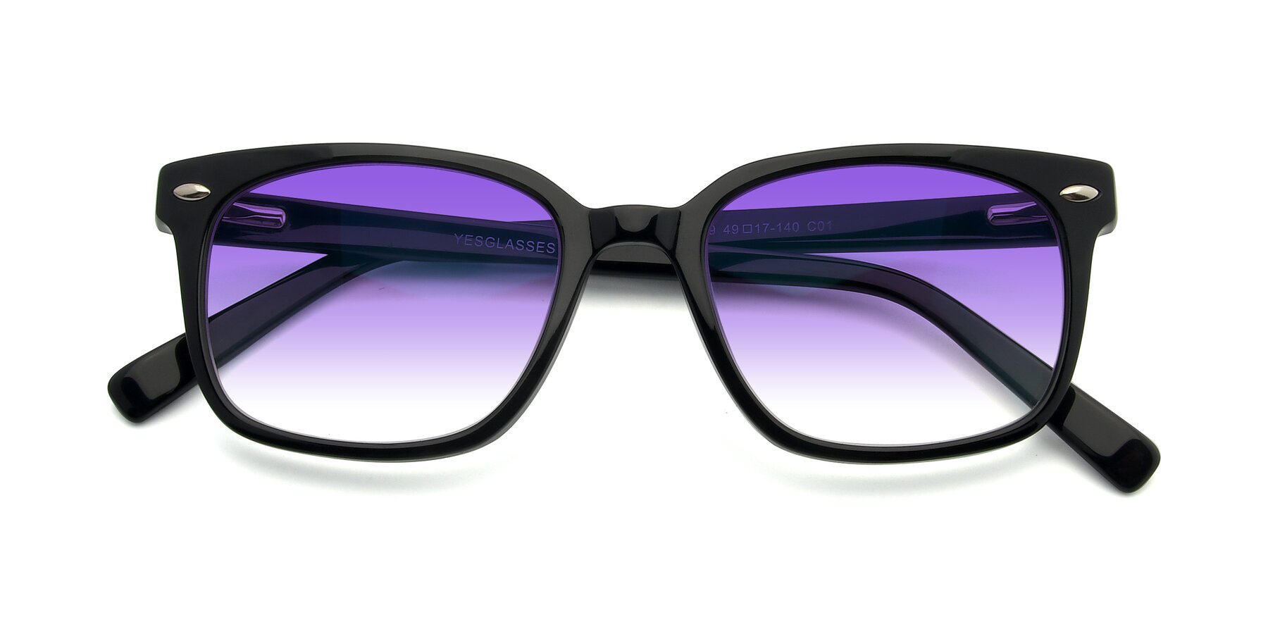 Folded Front of 17349 in Black with Purple Gradient Lenses