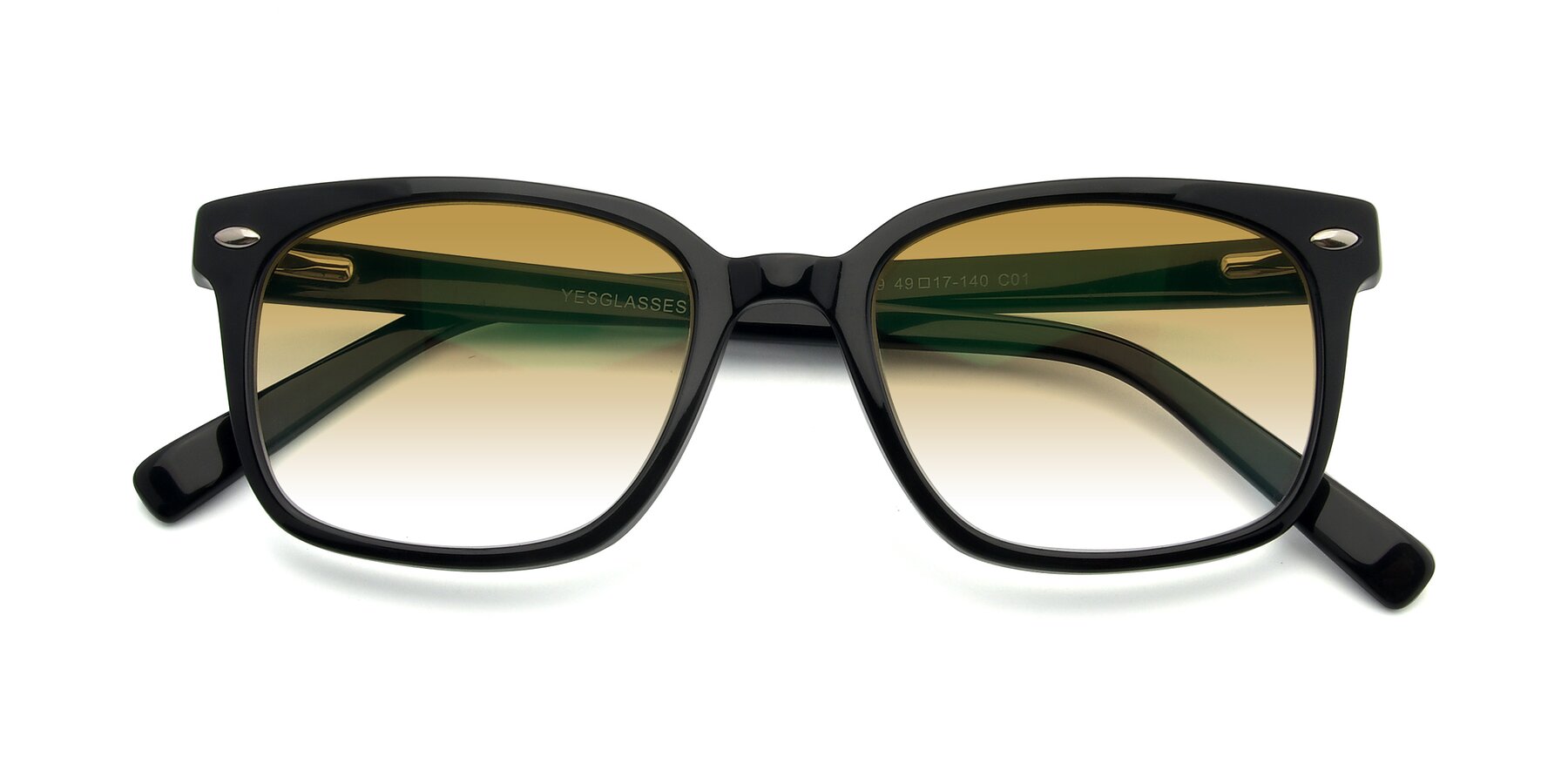 Folded Front of 17349 in Black with Champagne Gradient Lenses