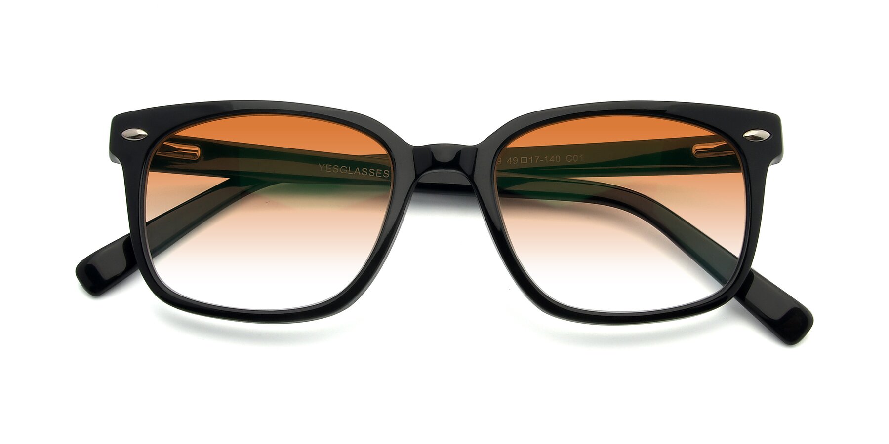Folded Front of 17349 in Black with Orange Gradient Lenses
