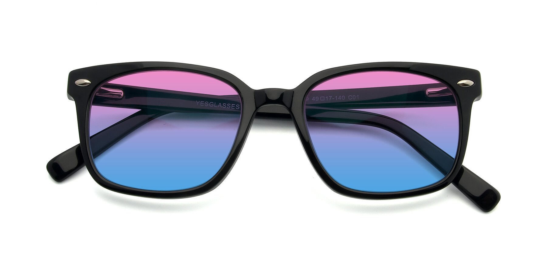 Folded Front of 17349 in Black with Pink / Blue Gradient Lenses