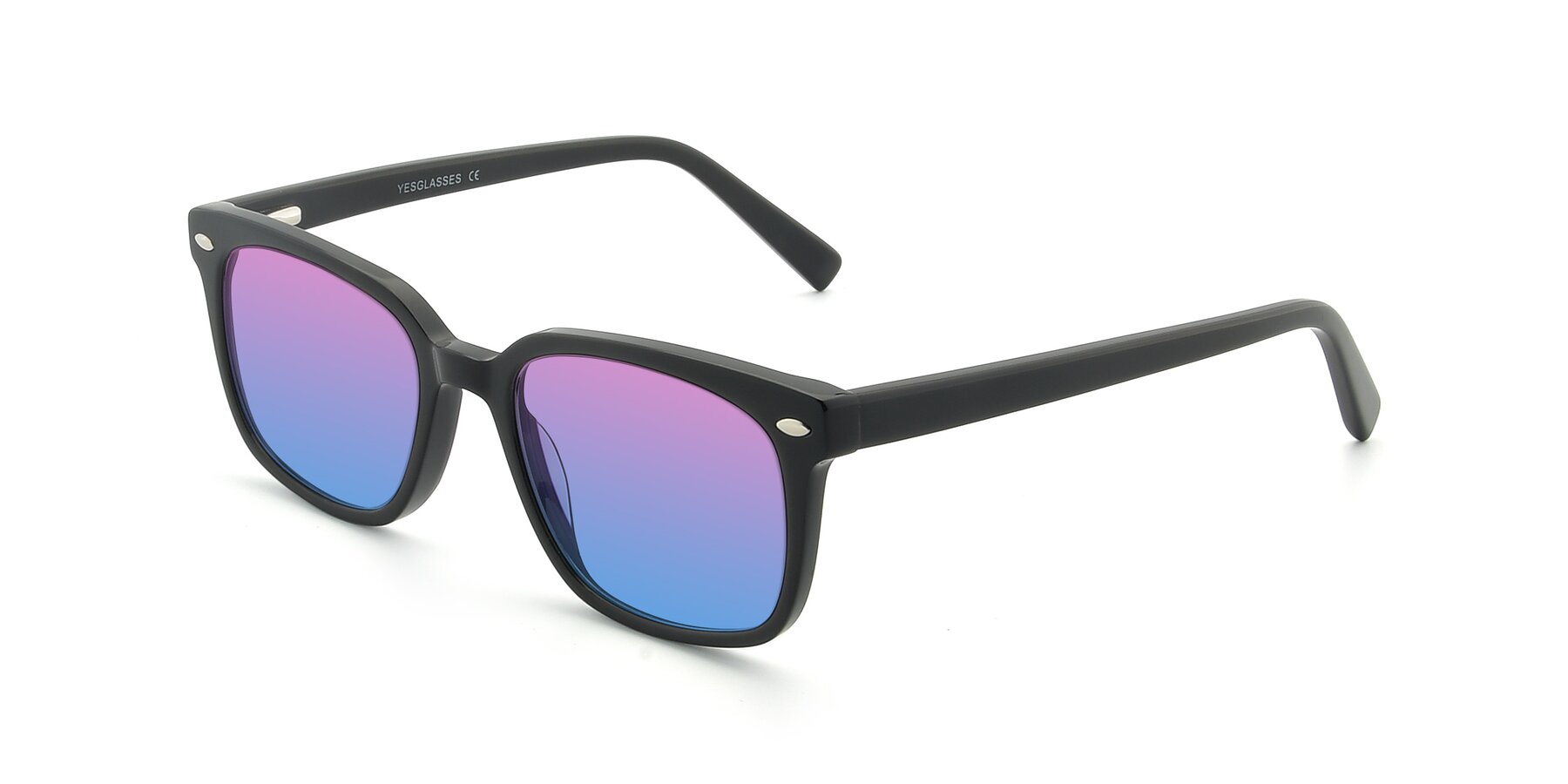 Angle of 17349 in Black with Pink / Blue Gradient Lenses