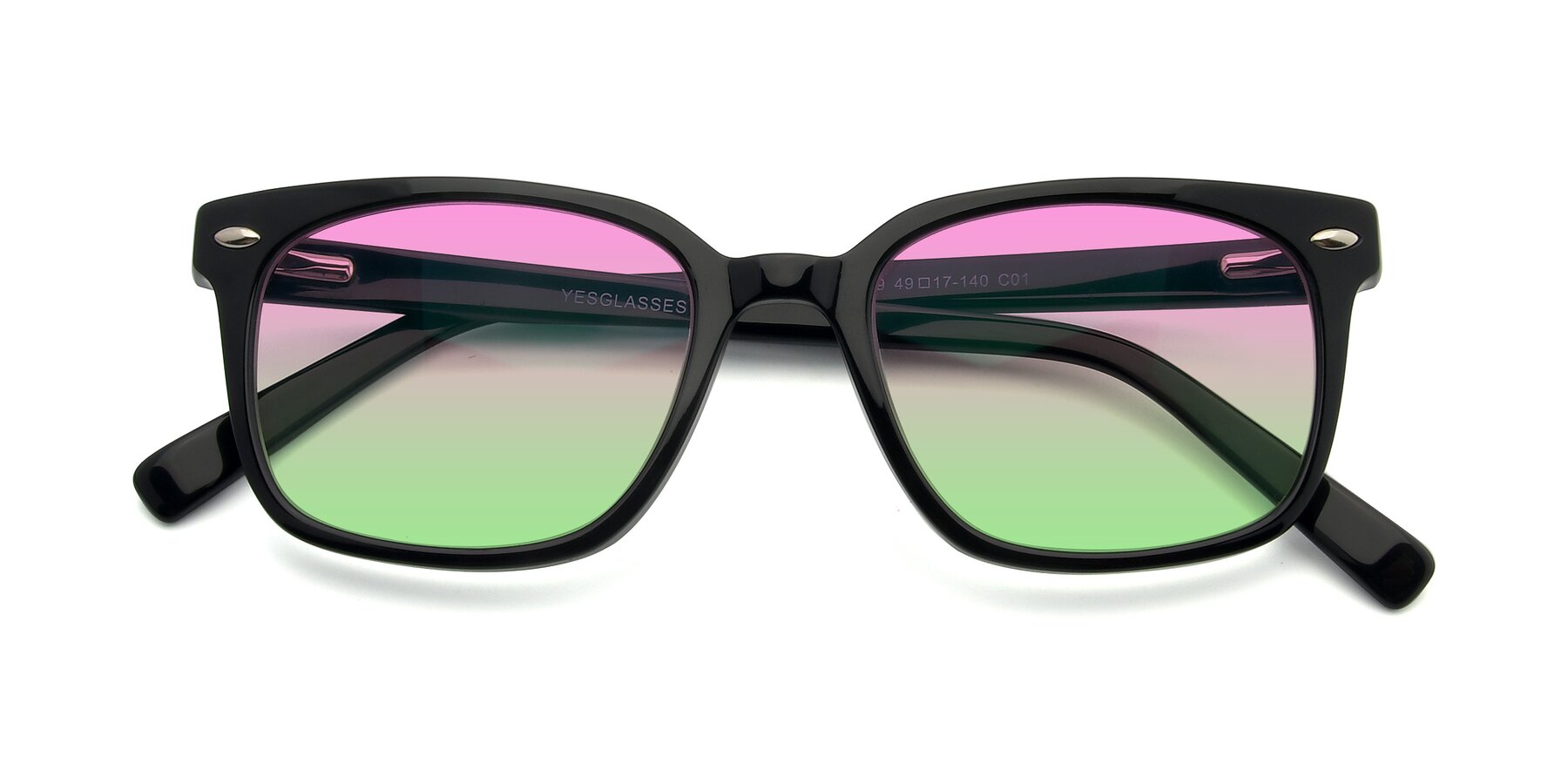 Folded Front of 17349 in Black with Pink / Green Gradient Lenses