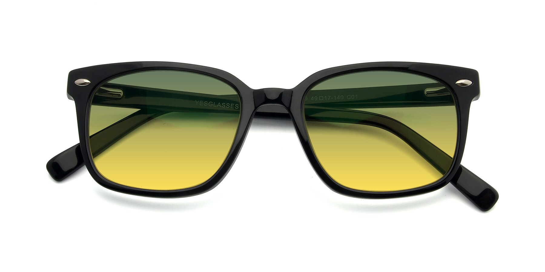 Folded Front of 17349 in Black with Green / Yellow Gradient Lenses
