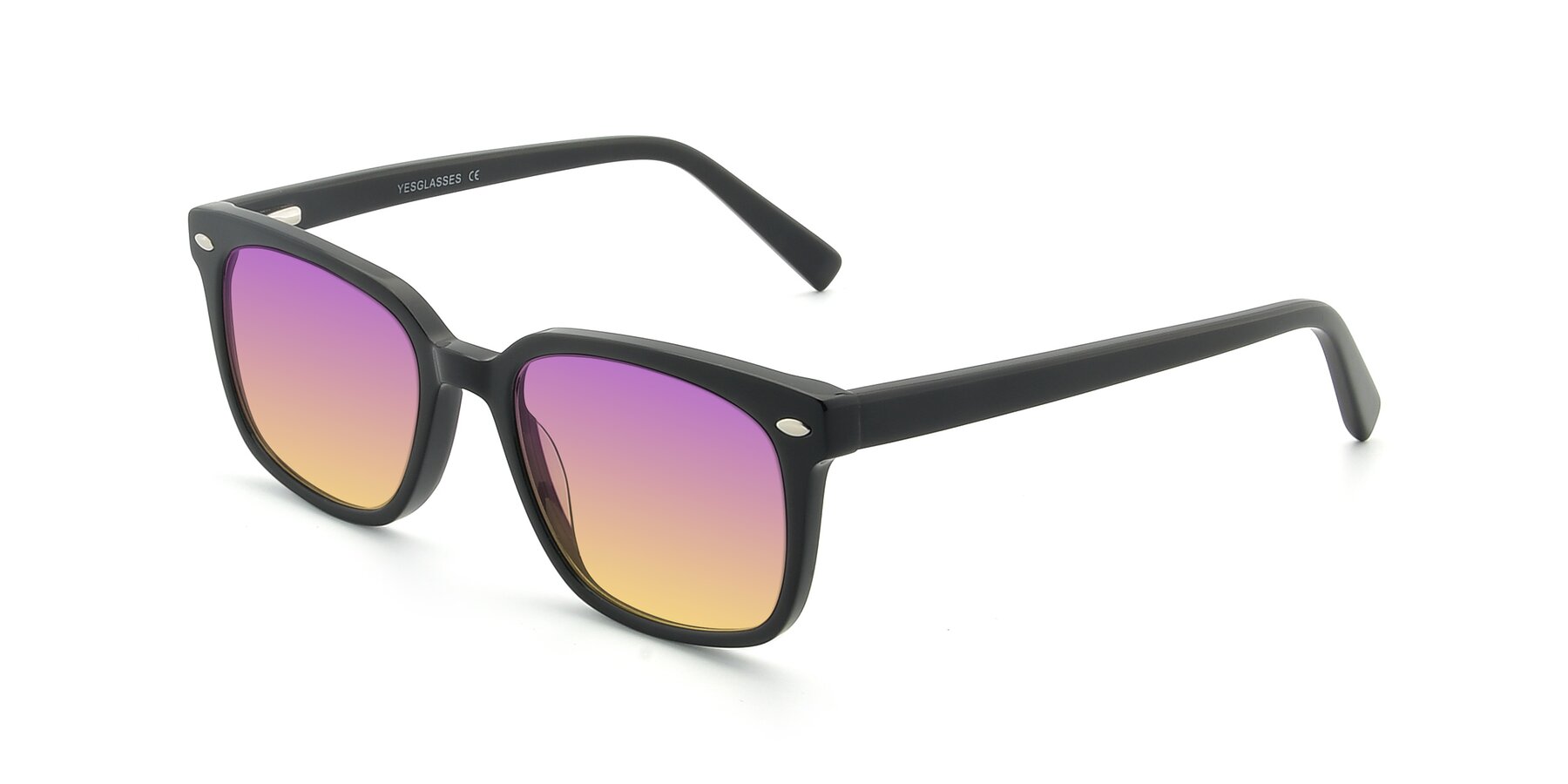 Angle of 17349 in Black with Purple / Yellow Gradient Lenses