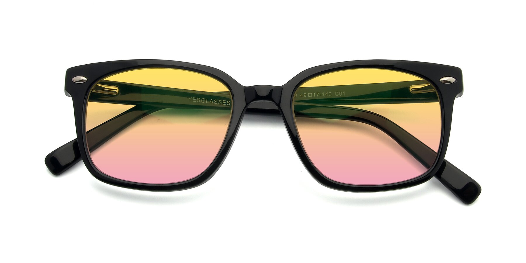 Folded Front of 17349 in Black with Yellow / Pink Gradient Lenses