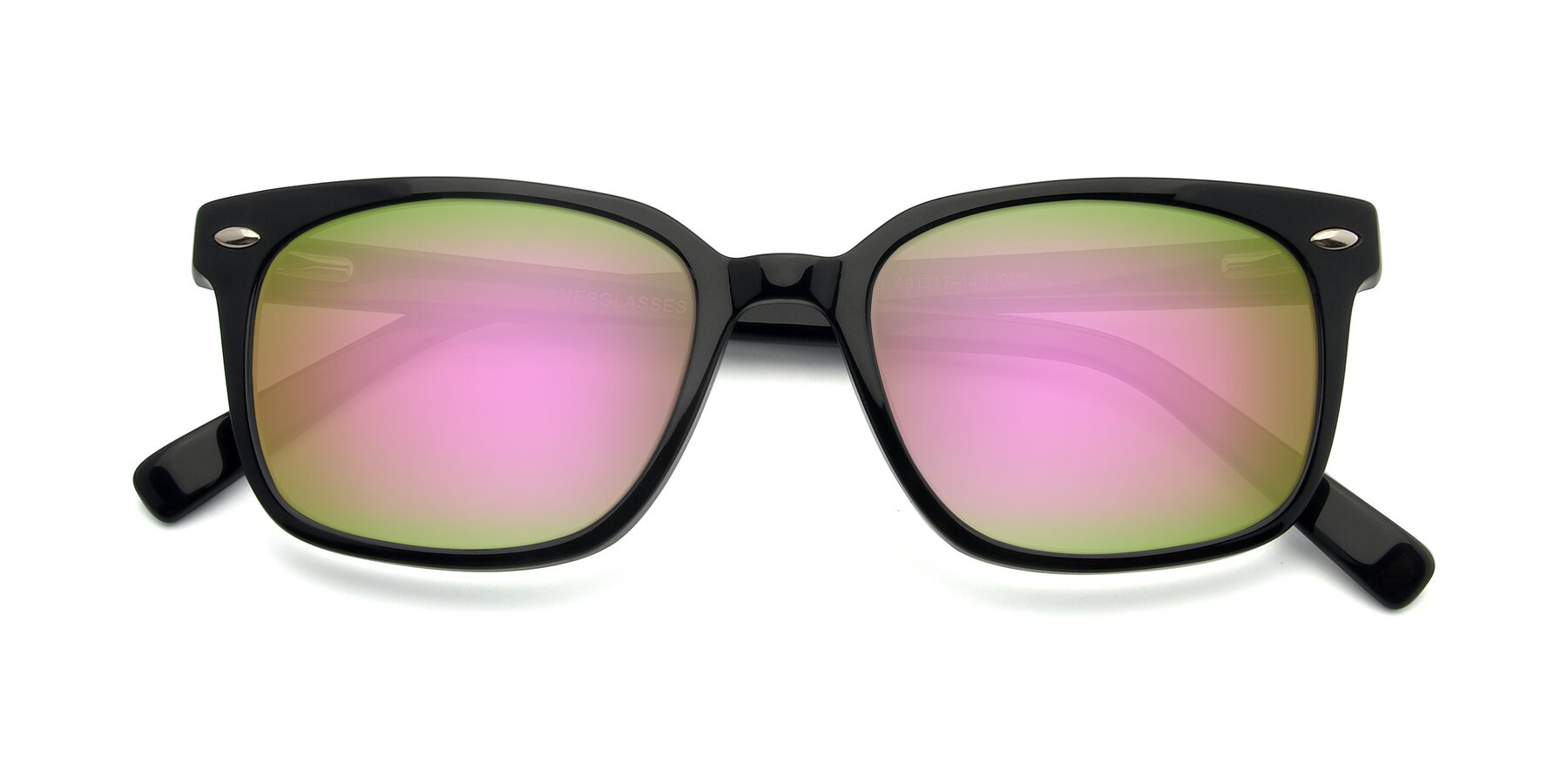 Folded Front of 17349 in Black with Pink Mirrored Lenses
