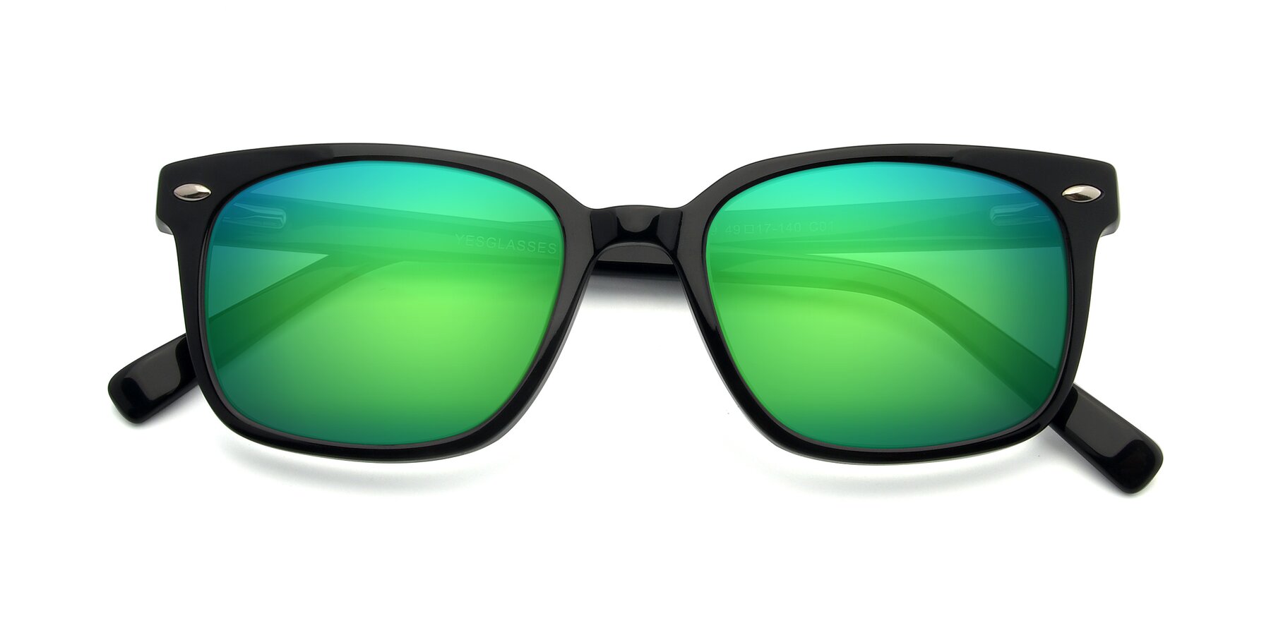 Folded Front of 17349 in Black with Green Mirrored Lenses