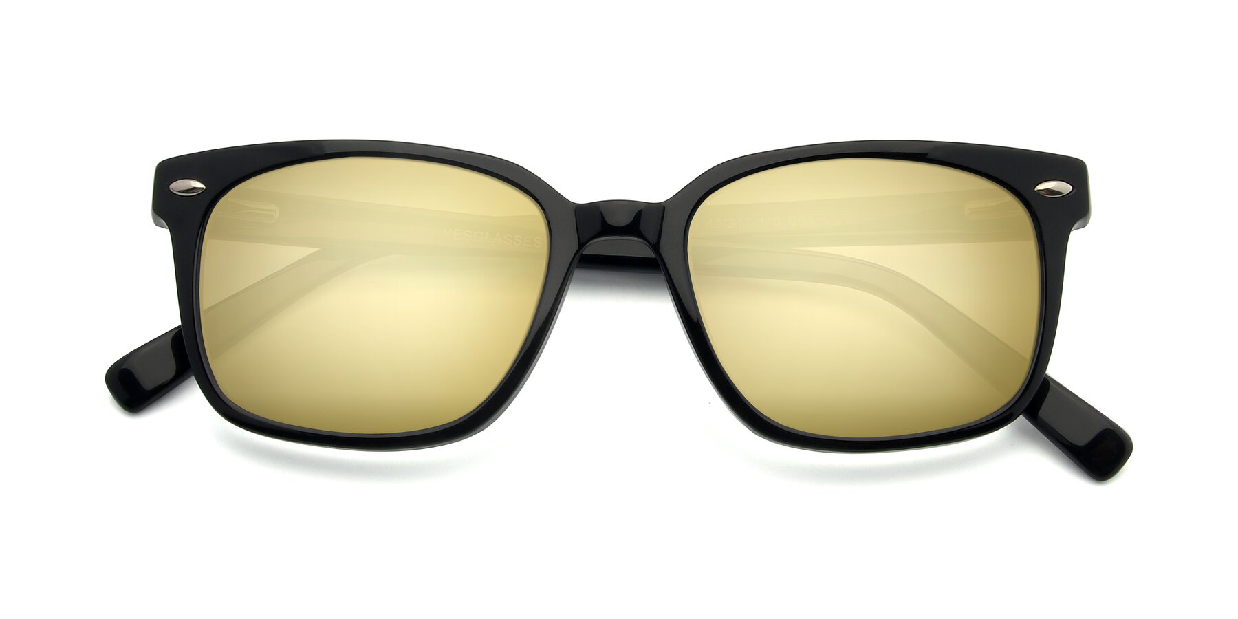 Folded Front of 17349 in Black with Gold Mirrored Lenses