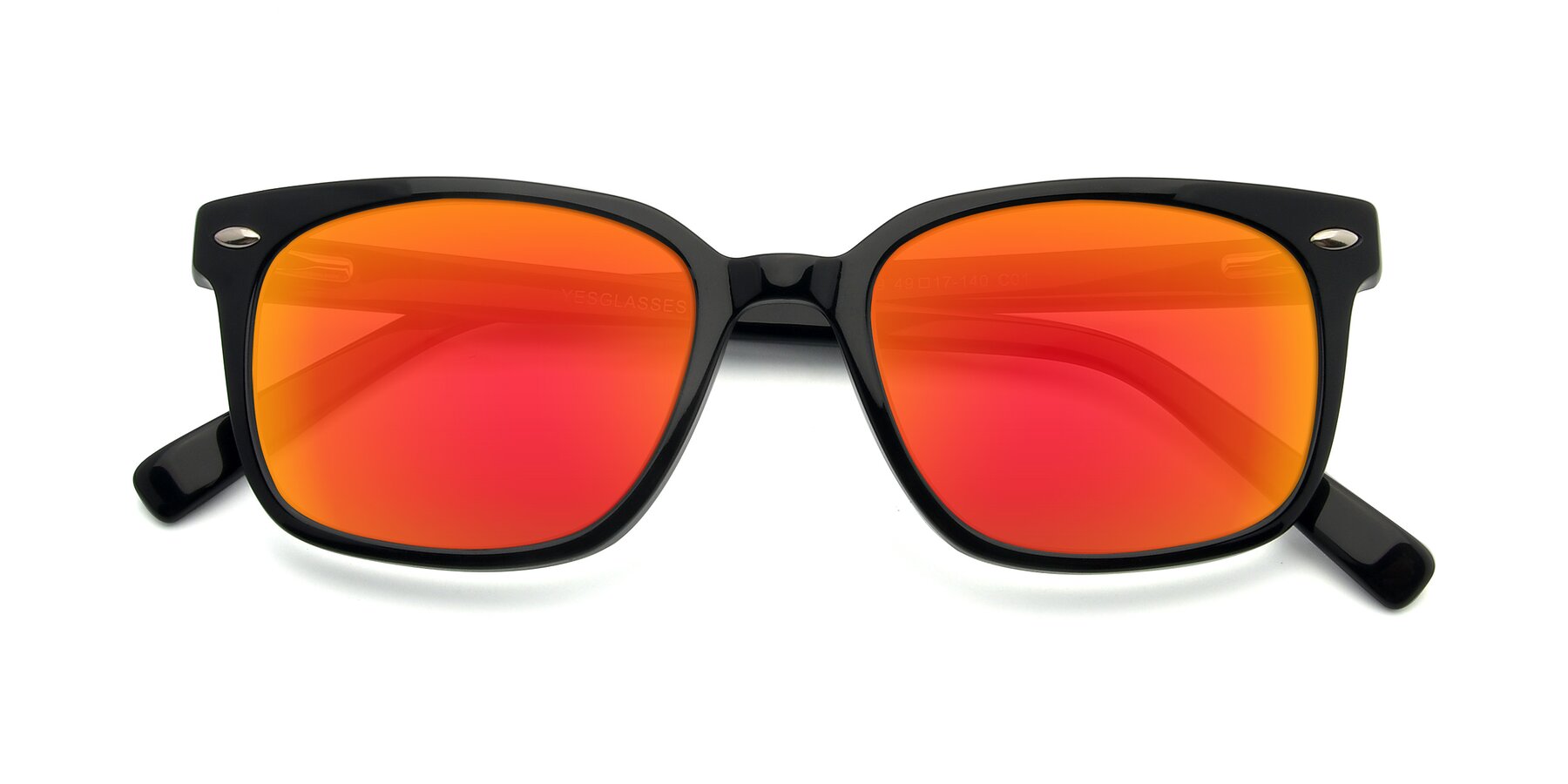 Folded Front of 17349 in Black with Red Gold Mirrored Lenses