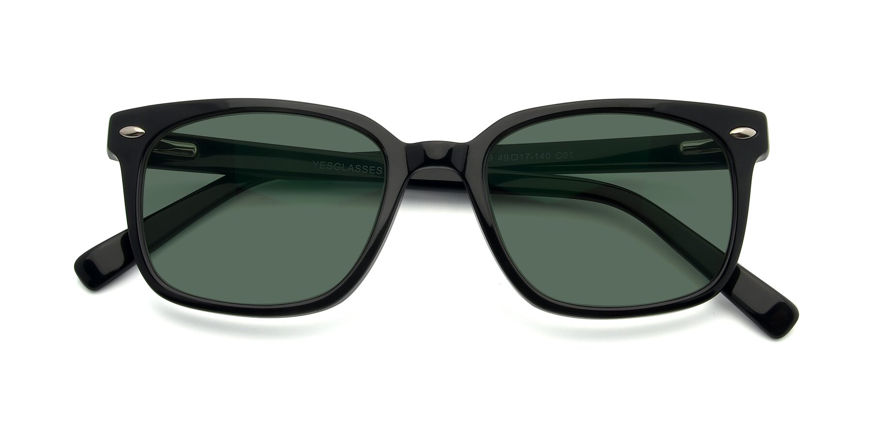 Folded Front of 17349 in Black with Green Polarized Lenses