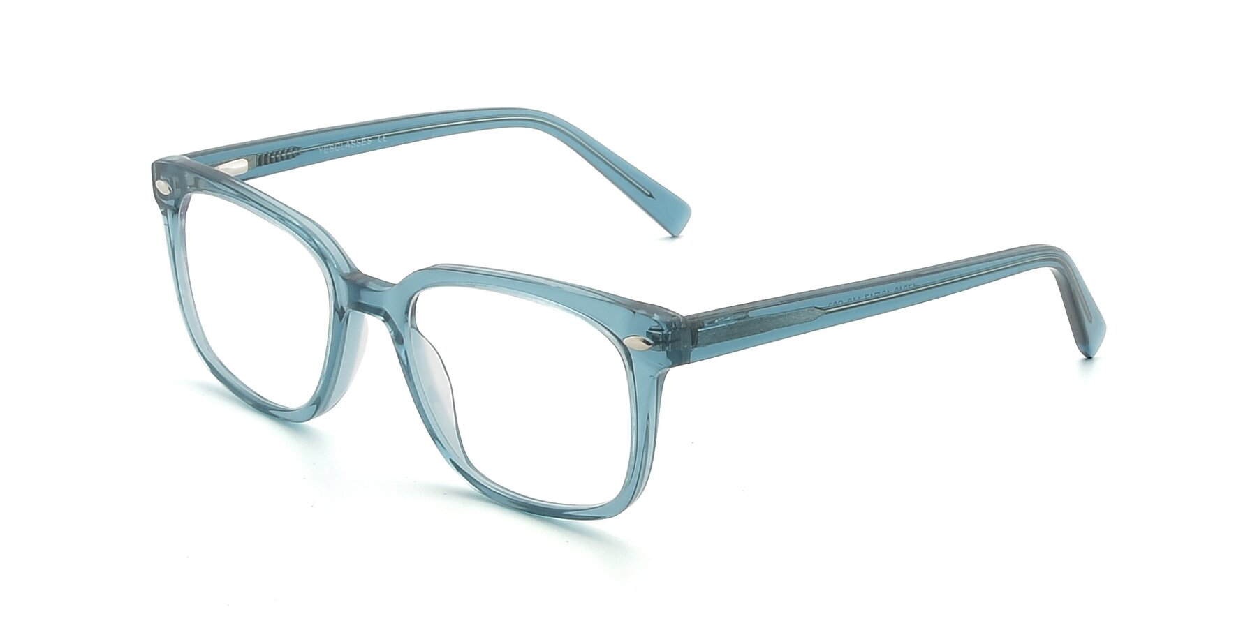 Angle of 17349 in Transparent Cyan with Clear Eyeglass Lenses