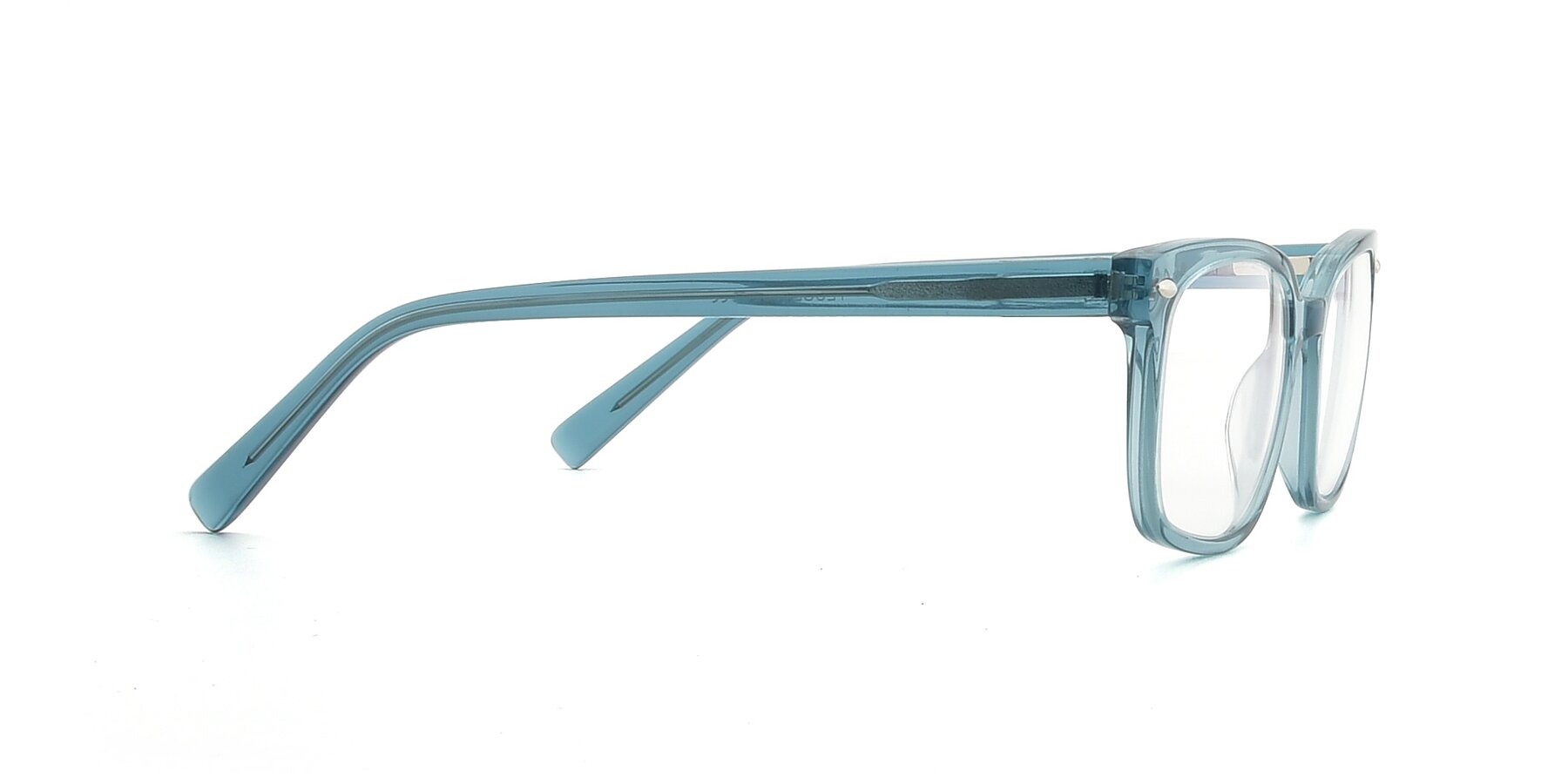 Side of 17349 in Transparent Cyan with Clear Eyeglass Lenses