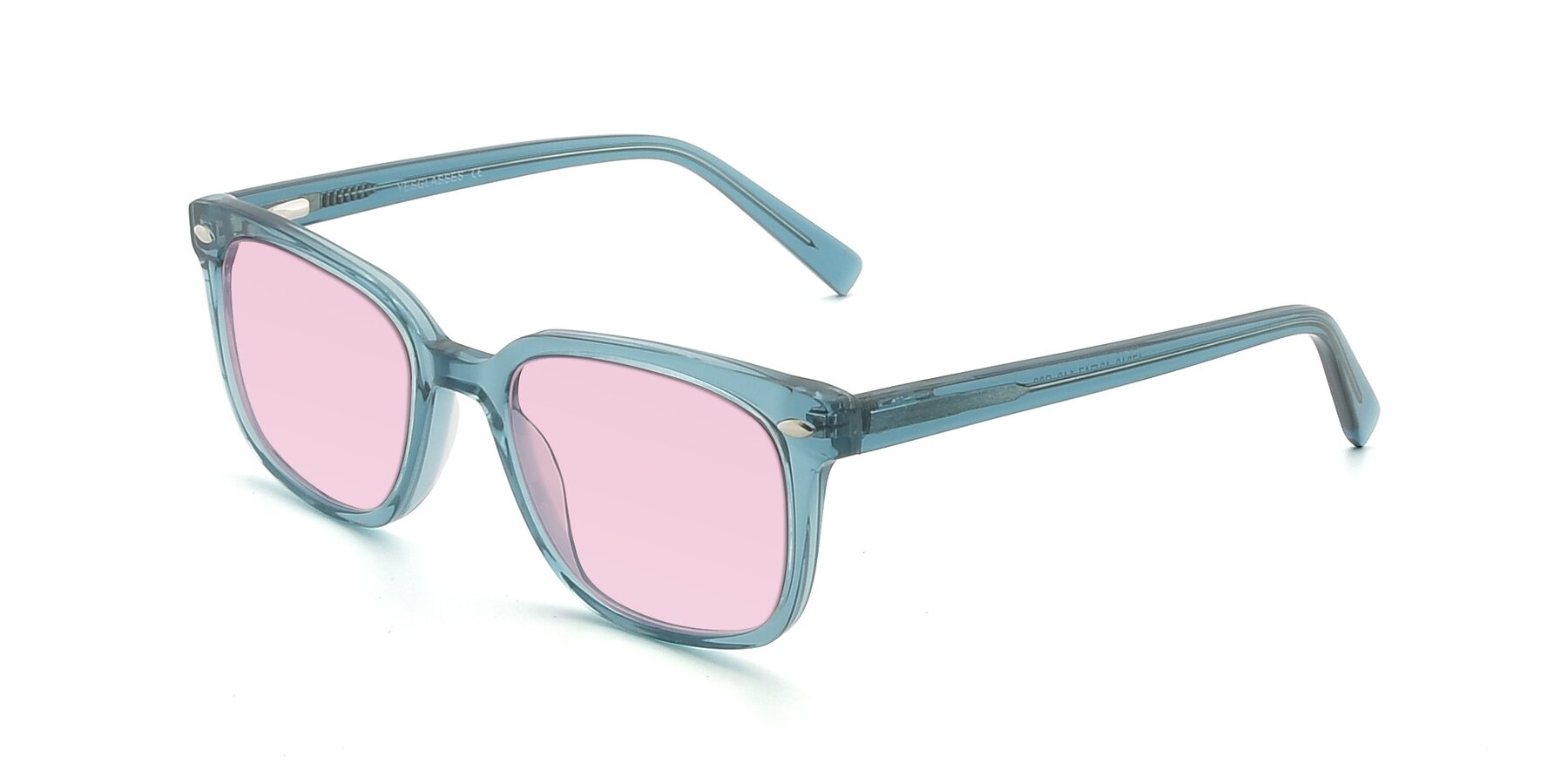 Angle of 17349 in Transparent Cyan with Light Pink Tinted Lenses
