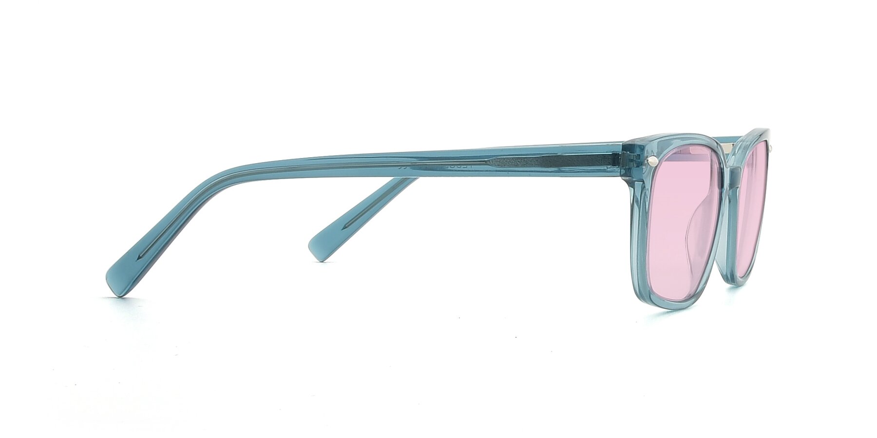 Side of 17349 in Transparent Cyan with Light Pink Tinted Lenses