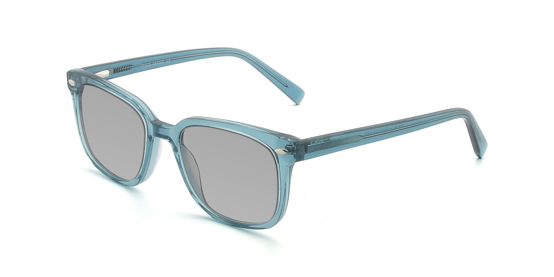 Angle of 17349 in Transparent Cyan with Light Gray Tinted Lenses
