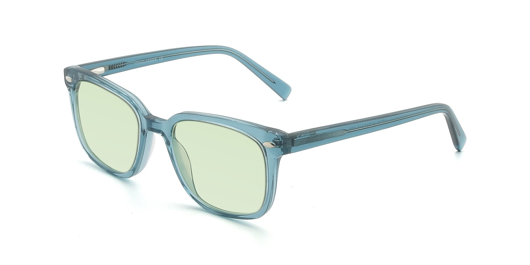 Angle of 17349 in Transparent Cyan with Light Green Tinted Lenses