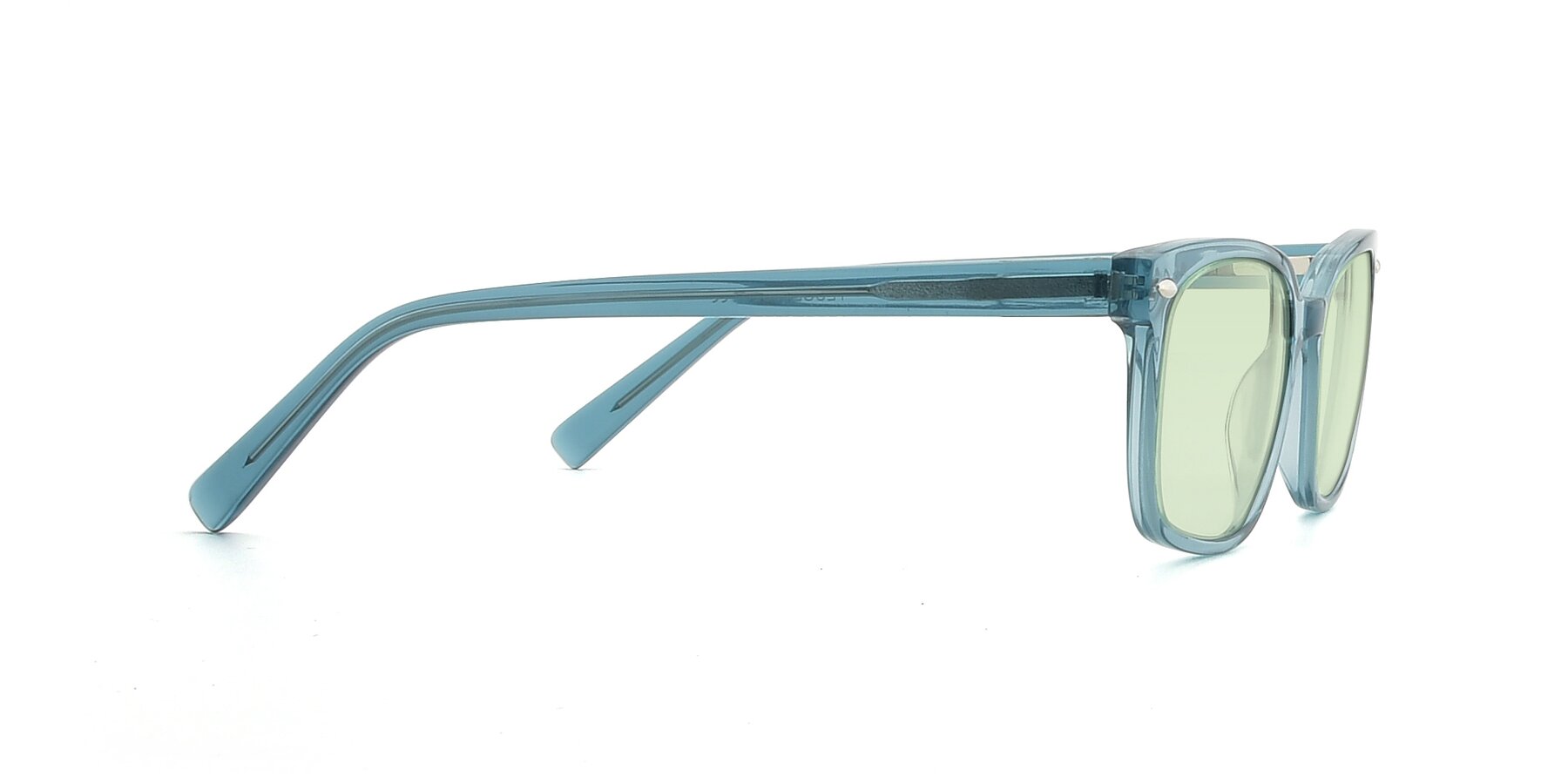 Side of 17349 in Transparent Cyan with Light Green Tinted Lenses