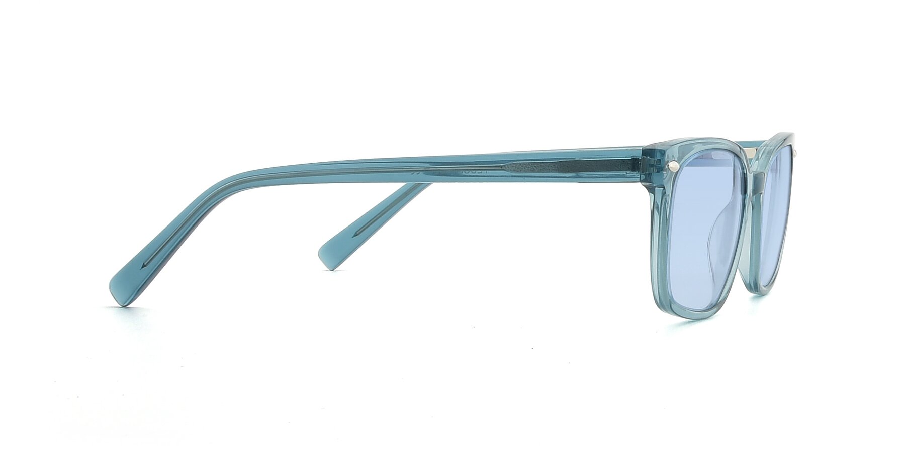 Side of 17349 in Transparent Cyan with Light Blue Tinted Lenses