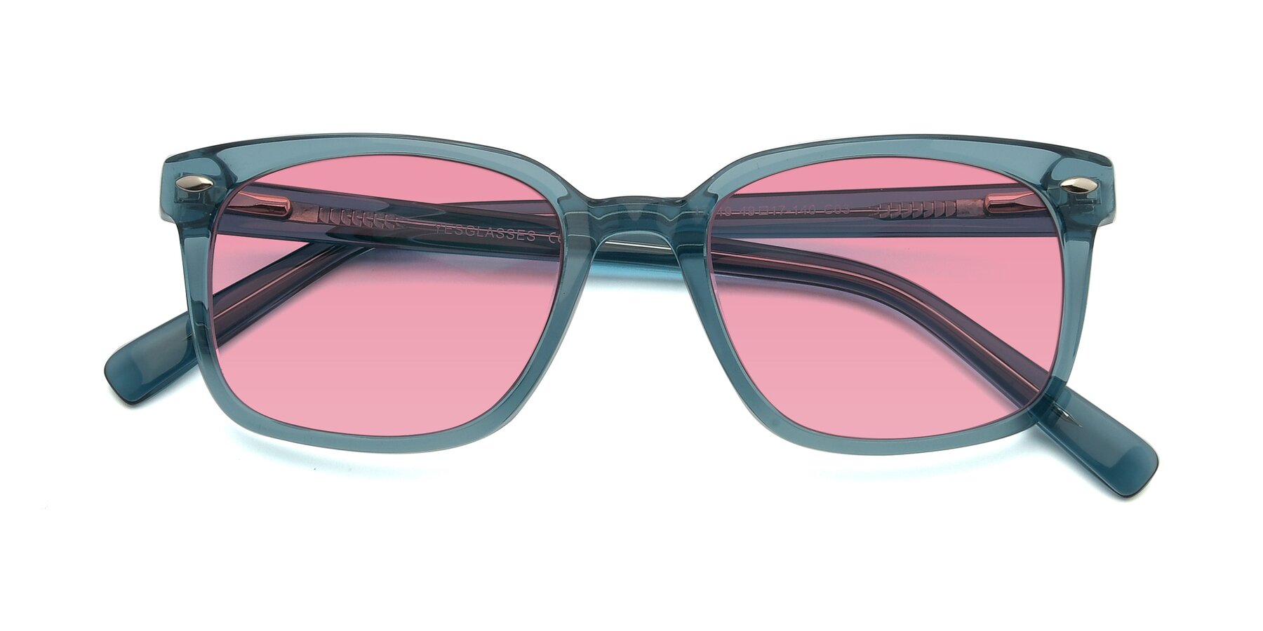Folded Front of 17349 in Transparent Cyan with Pink Tinted Lenses