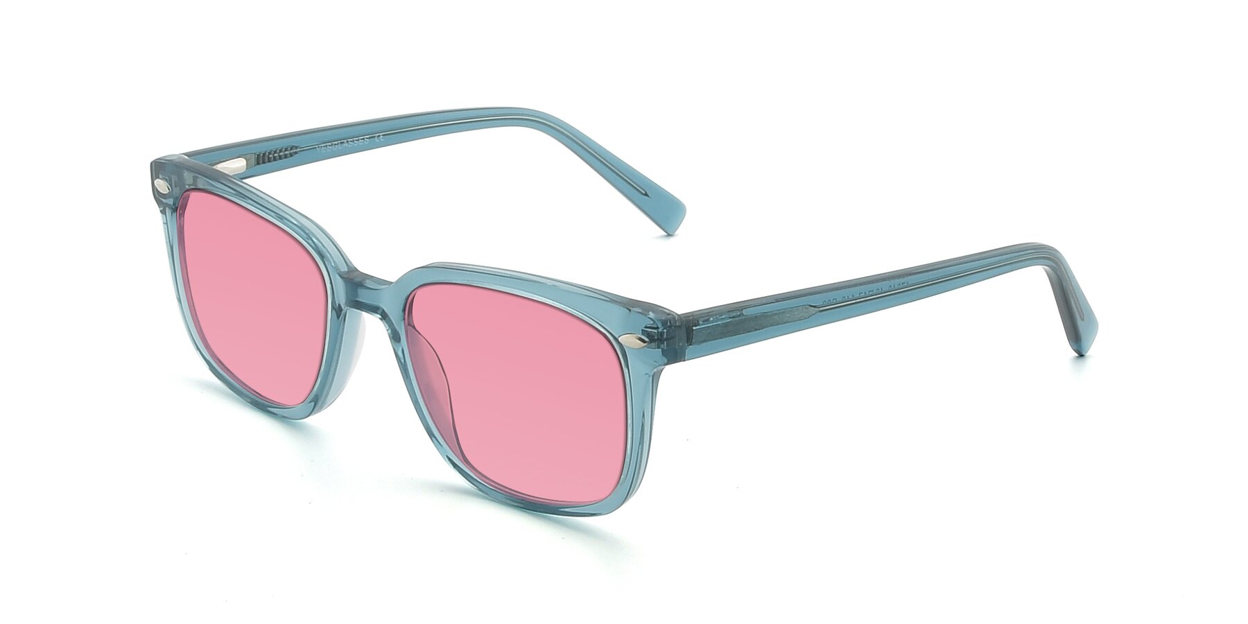 Angle of 17349 in Transparent Cyan with Pink Tinted Lenses