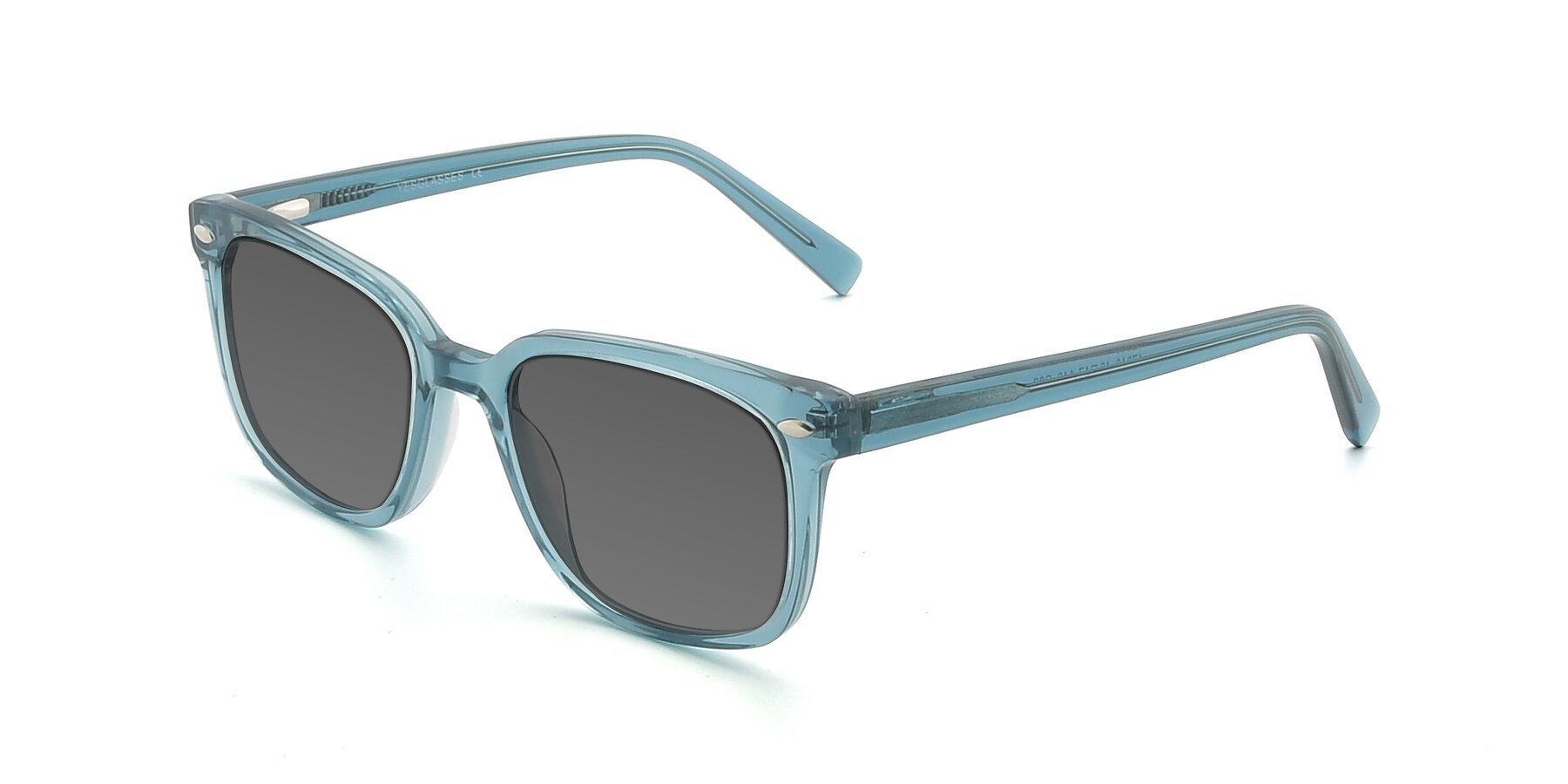 Angle of 17349 in Transparent Cyan with Medium Gray Tinted Lenses
