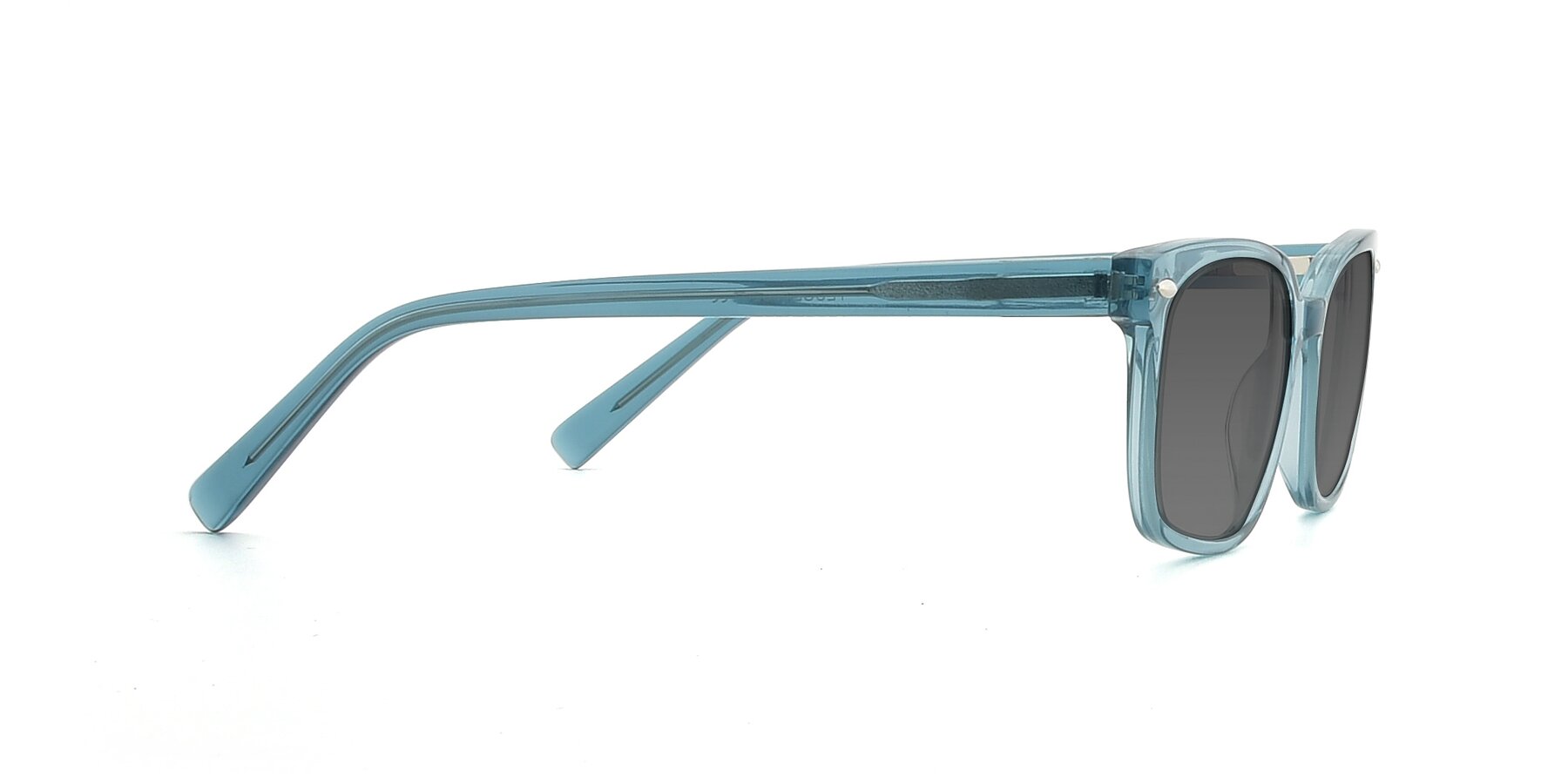 Side of 17349 in Transparent Cyan with Medium Gray Tinted Lenses