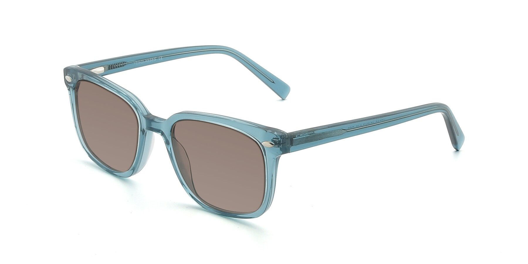 Angle of 17349 in Transparent Cyan with Medium Brown Tinted Lenses