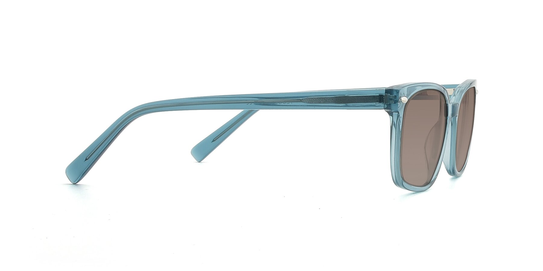 Side of 17349 in Transparent Cyan with Medium Brown Tinted Lenses