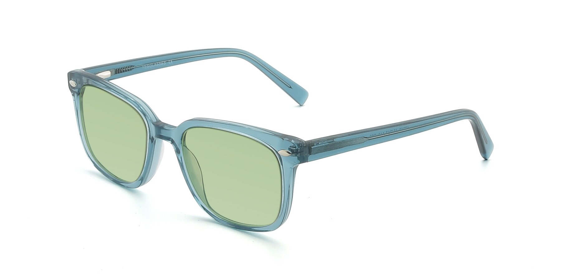 Angle of 17349 in Transparent Cyan with Medium Green Tinted Lenses