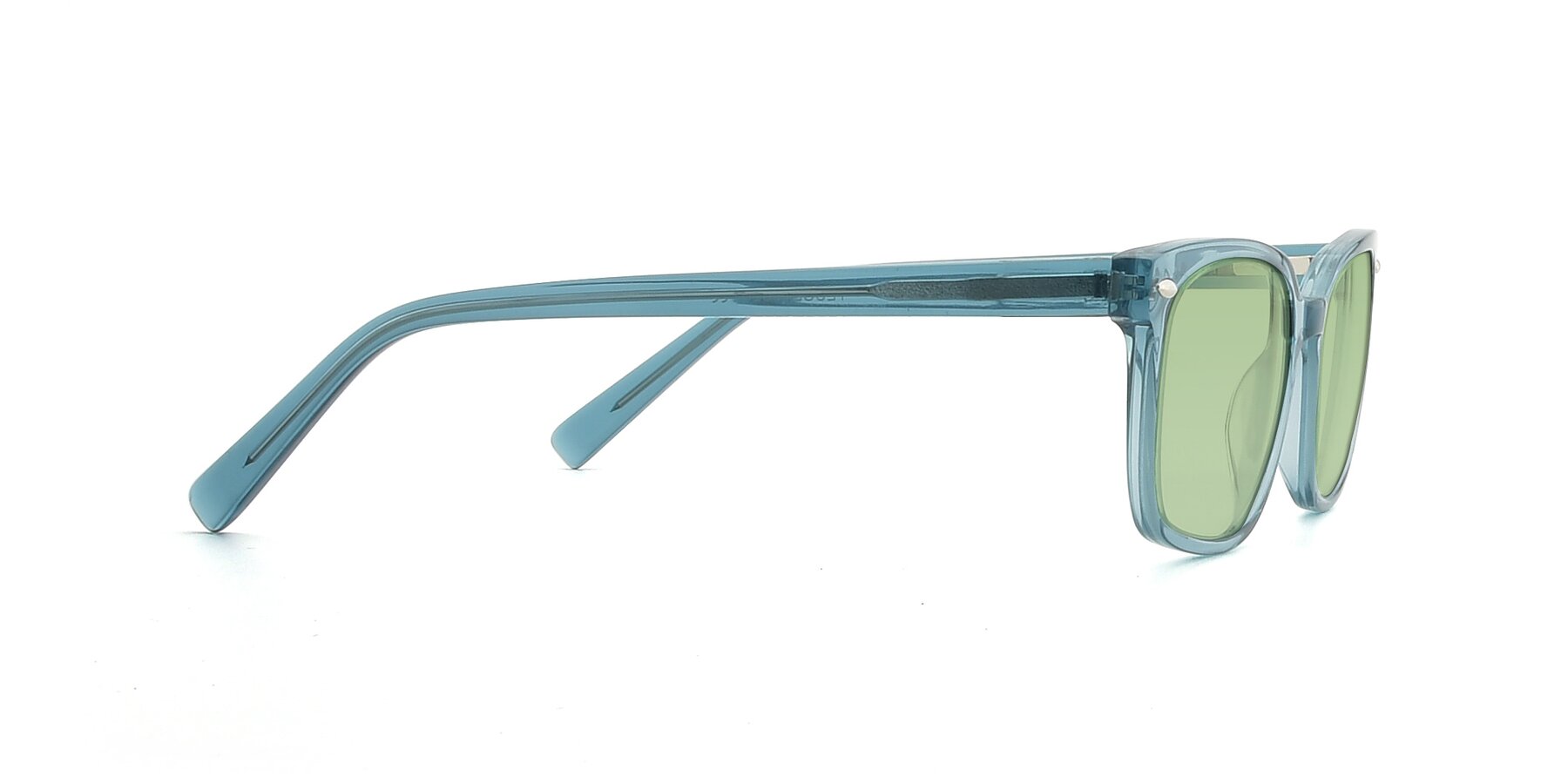 Side of 17349 in Transparent Cyan with Medium Green Tinted Lenses