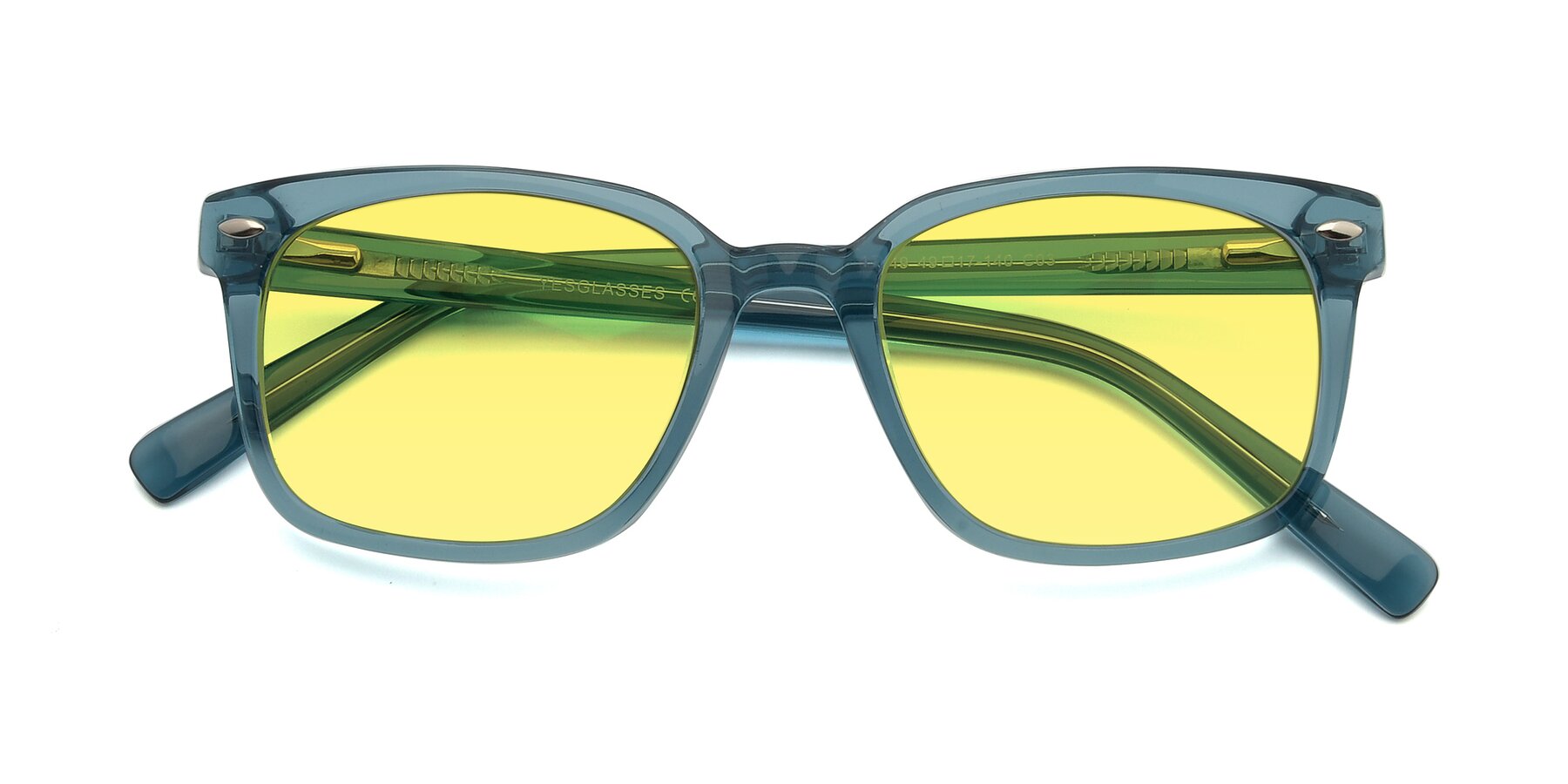 Folded Front of 17349 in Transparent Cyan with Medium Yellow Tinted Lenses