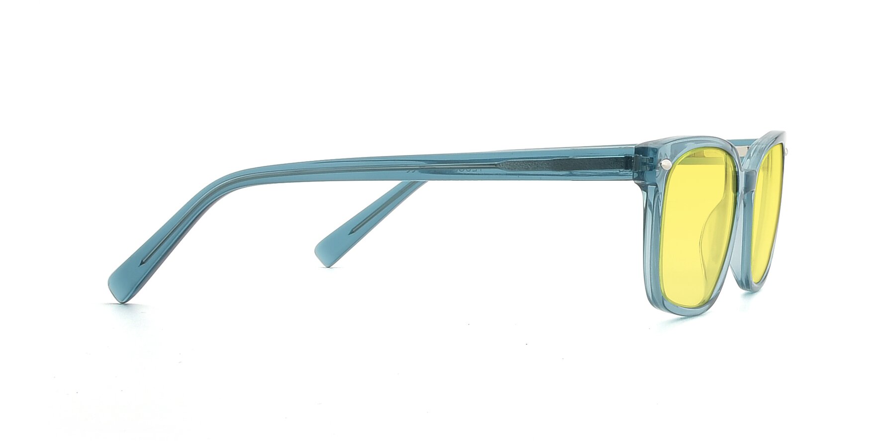 Side of 17349 in Transparent Cyan with Medium Yellow Tinted Lenses