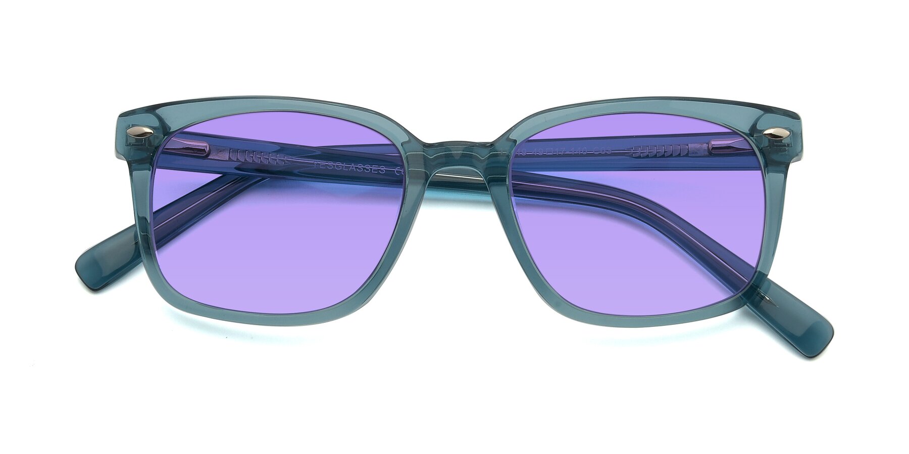 Folded Front of 17349 in Transparent Cyan with Medium Purple Tinted Lenses